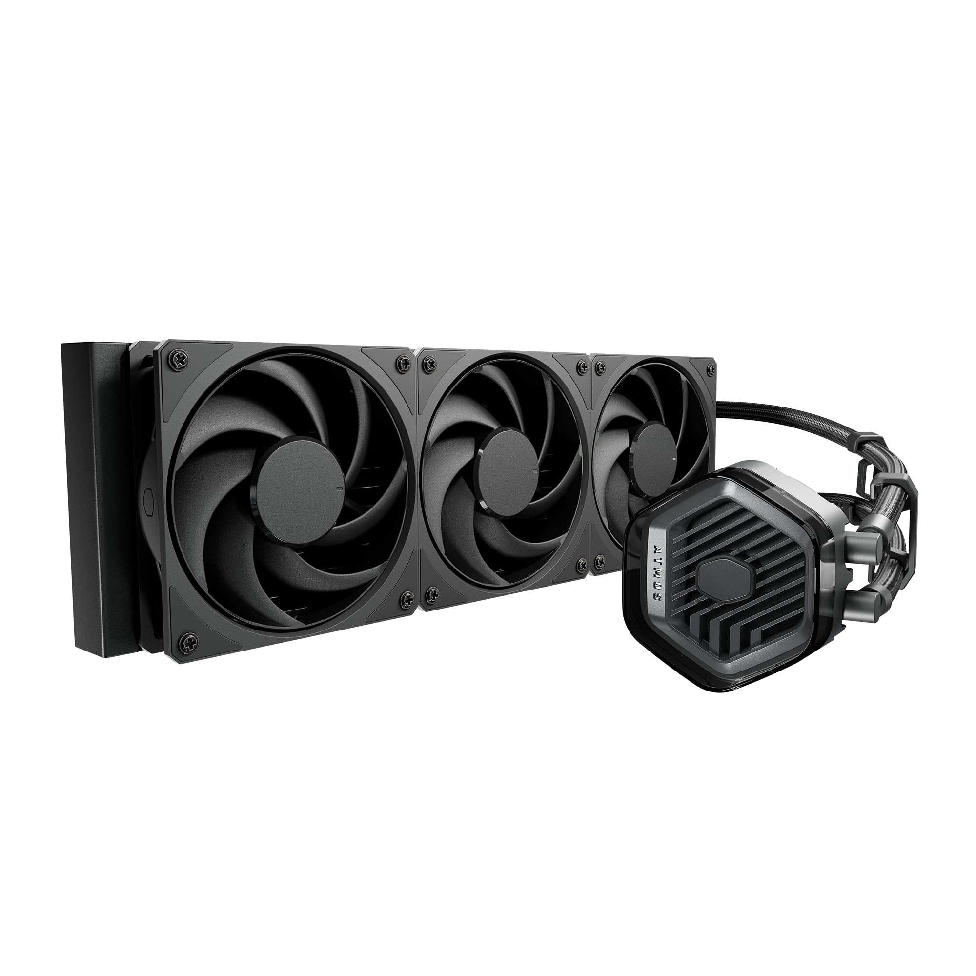 Cooler Master 360 Atmos Stealth High Performance Close-Loop AIO Liquid Cooler, R9|i9 Dual Chamber Pump, Customize Cover, Mobius 120 PWM, AMD Ryzen AM5|4, Intel LGA 1851|1700 Platform