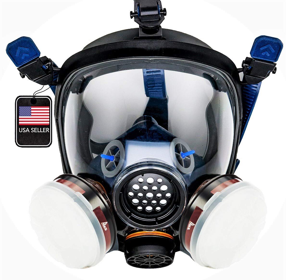 Parcil Distribution Gas Mask Survival Nuclear and Chemical PT-100 Full Face Respirator - Activated Carbon Organic Vapor Particulate Respirator Mask with Filters - CE Tested