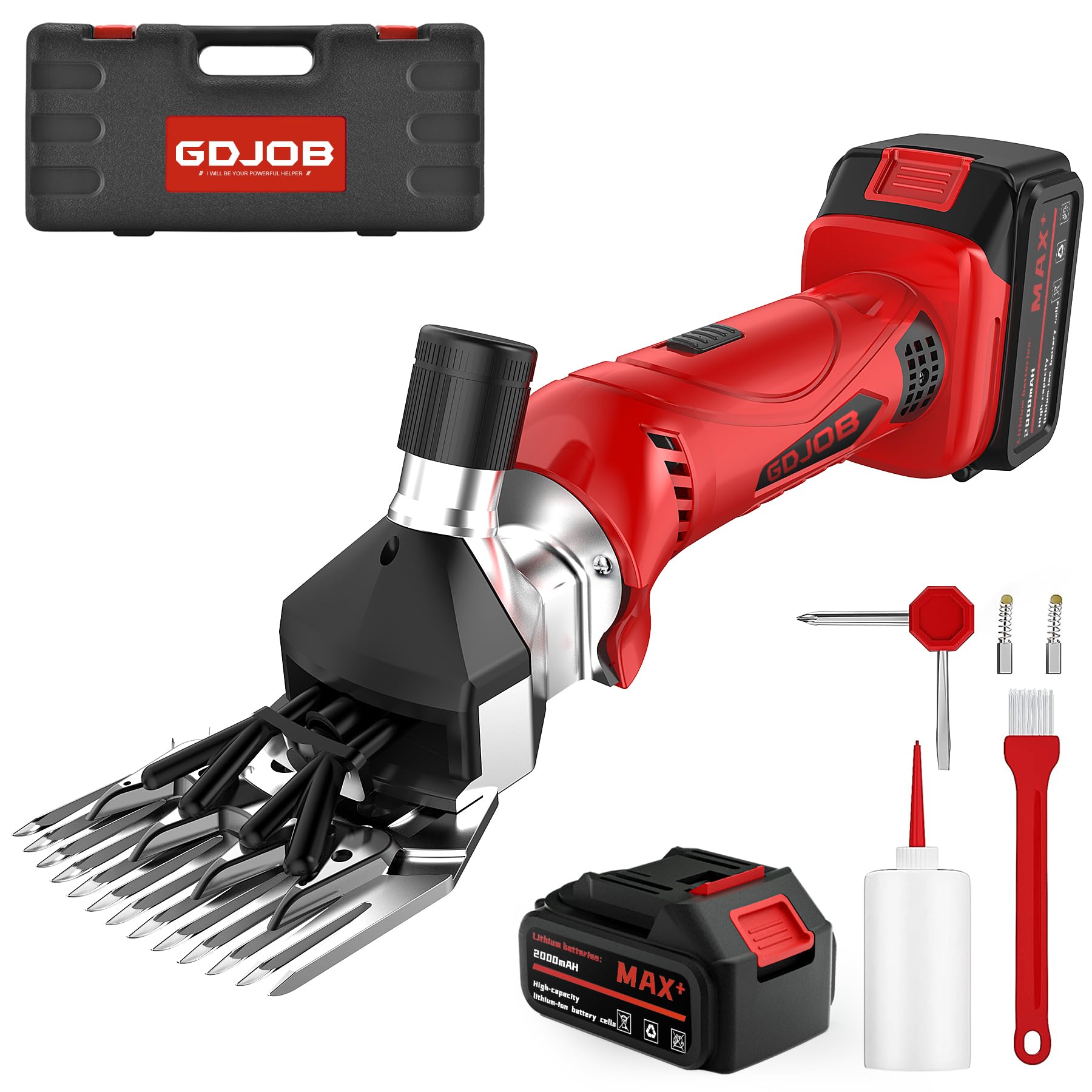 Cordless Sheep Shears, 300W Rechargeable Electric Sheep Shears Grooming Tolls for Shaving Fur Wool in Sheep, Goats, Cattle, Farm Livestock Pet, Animal Hair Clipper, with 2 Lithium Batteries