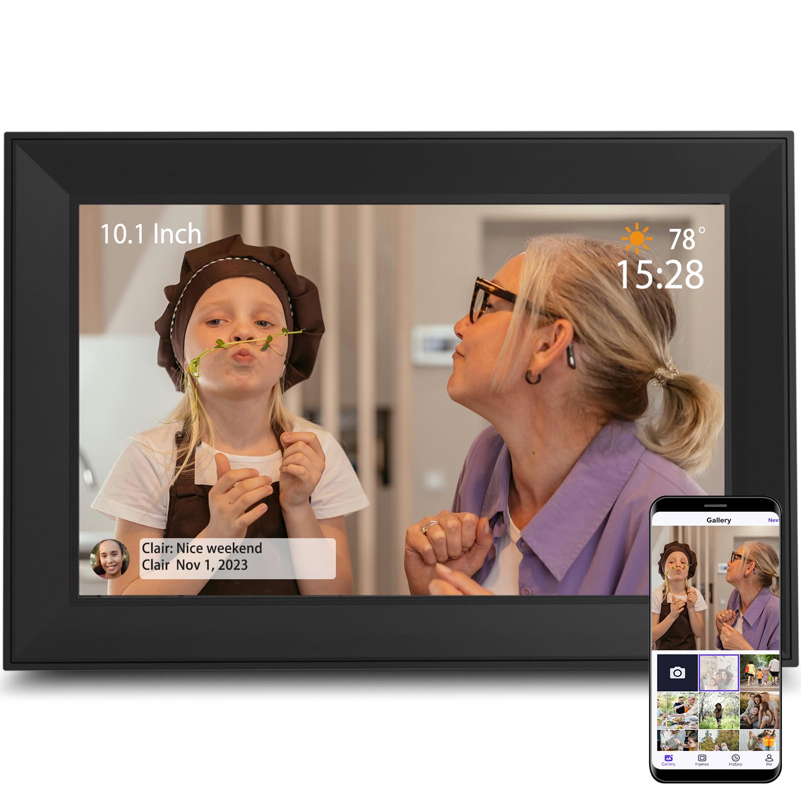 Digital Picture Frame,10.1Inch WiFi Digital Photo Frame Electronic Picture Frame with 1280x800 IPS Touch Screen,Auto-Rotate,Easy to use Load from Phone Share Pohto/Video is Best Gifts for Anyone