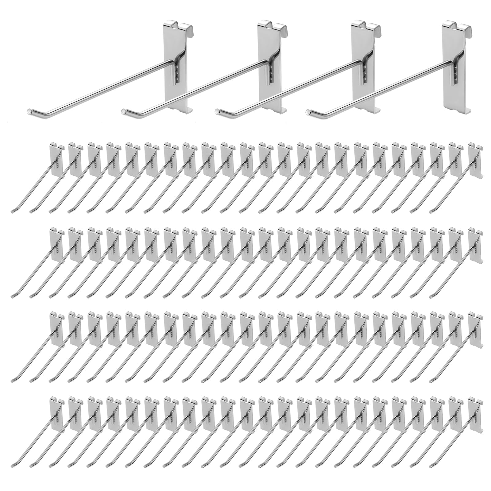 Polmart 8" Heavy Duty Silver Gridwall Panel Hooks - Pack of 96 (8-inch)