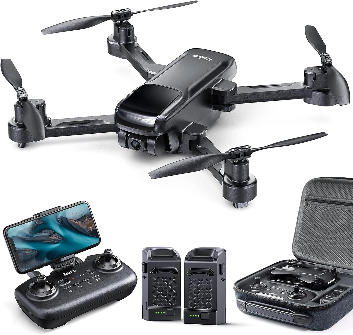 Ruko U11S Drones with Camera for Adults 4k, Built-in Remote ID, 120° FOV, GPS Auto Return, 40 Min Flight, 5G Live Transmission, Foldable Mini FPV Quadcopter for Beginners with Follow Me, Circle Fly