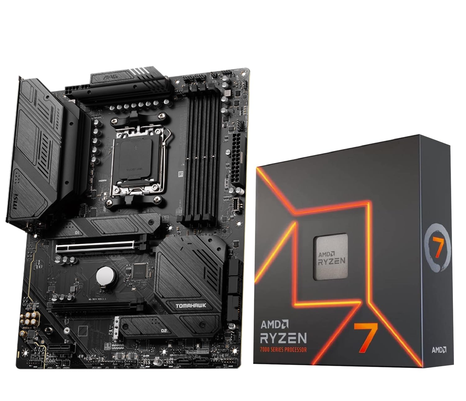 INLAND Micro Center AMD Ryzen 7 7700X 8-Core 16-Thread AM5 Unlocked Desktop Processor with MSI MAG B650 Tomahawk WiFi Gaming Motherboard