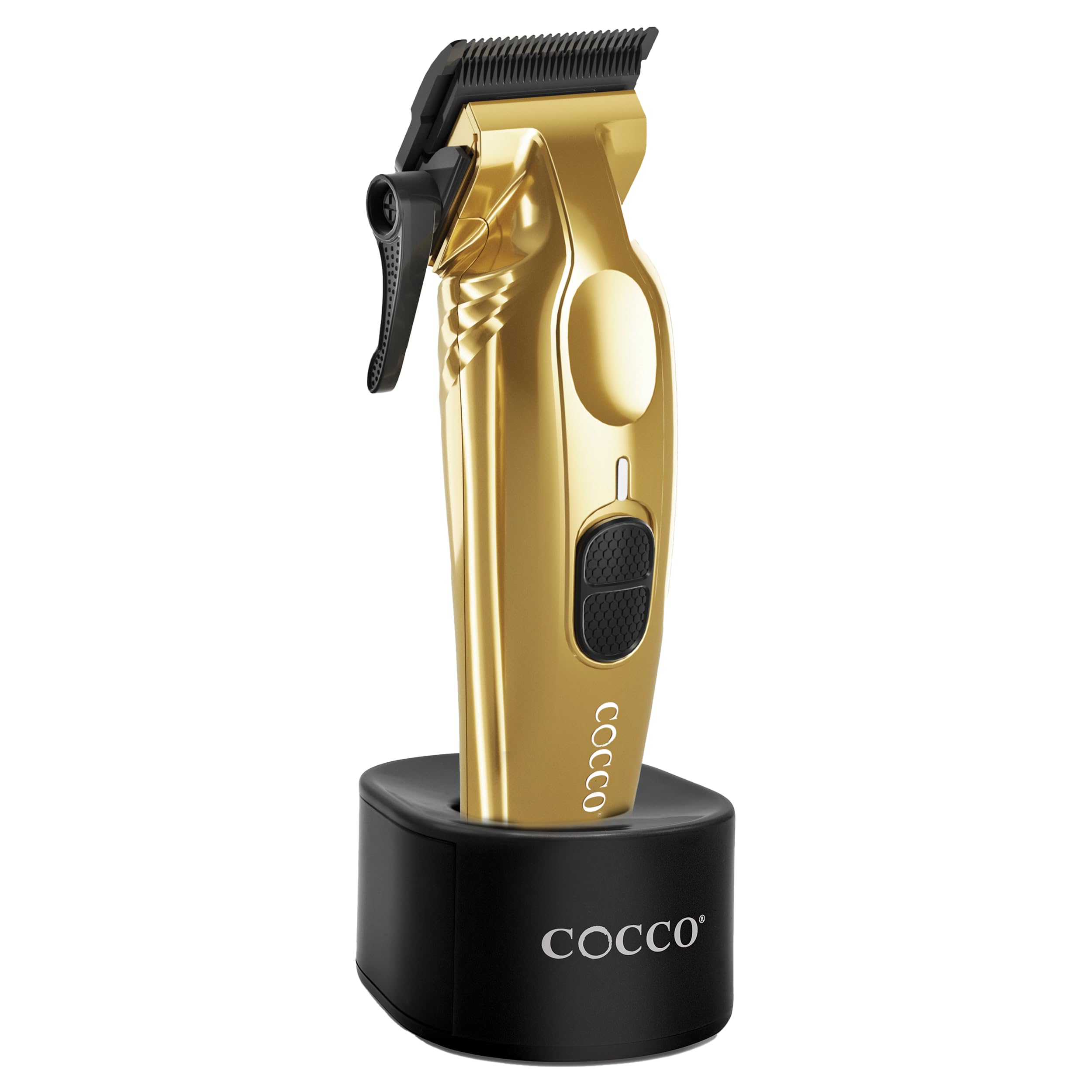 Cocco Veloce Pro Clipper, Digital Gap Ambassador Graphene Taper Blade Professional Hair Clippers, High-Torque BLDC Motor, All-Metal, Cordless, Charging Base Included, Gold