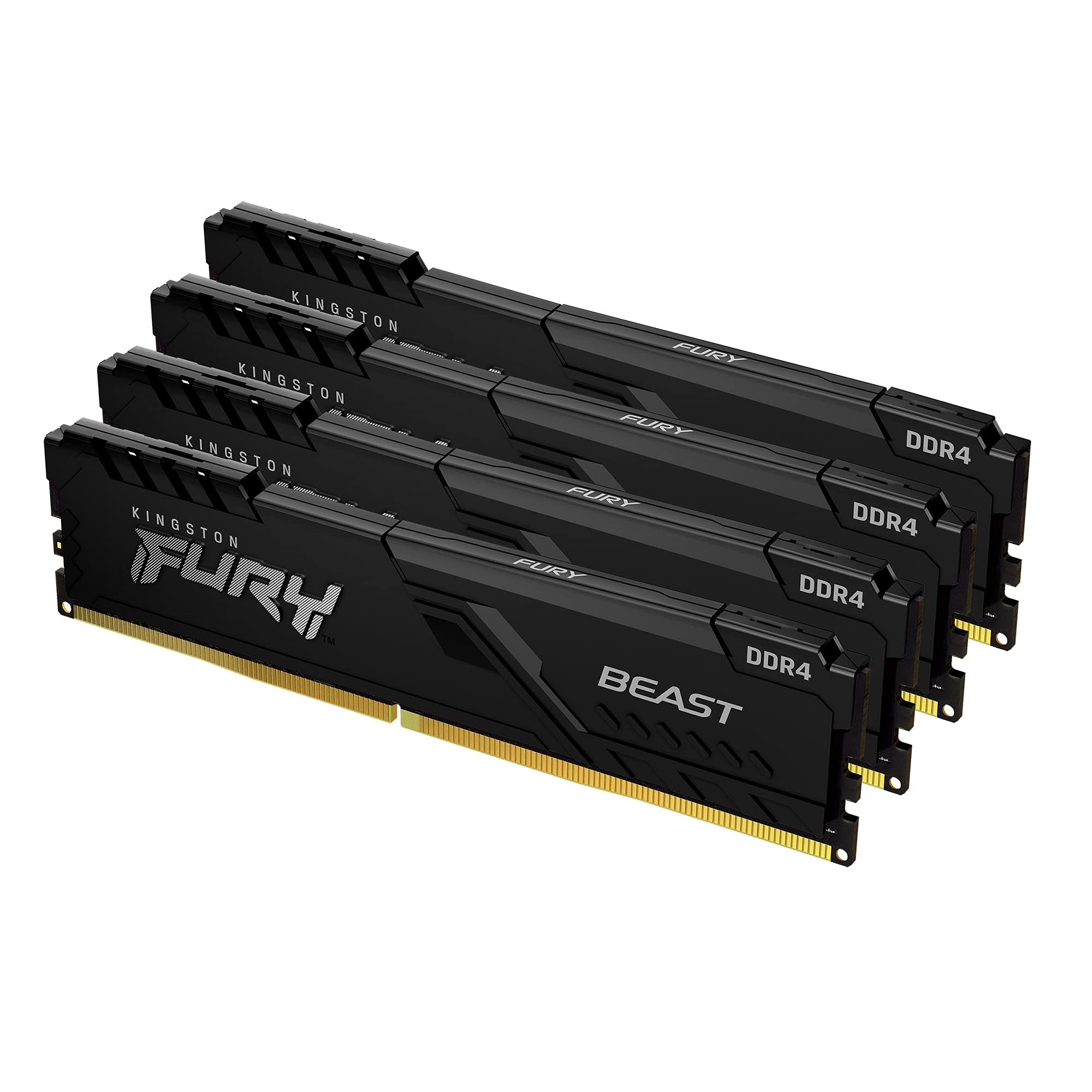 Kingston FURY Beast 64GB (4x16GB) 3200MHz DDR4 CL16 Desktop Memory Kit of 4 KF432C16BBK4/64,Black