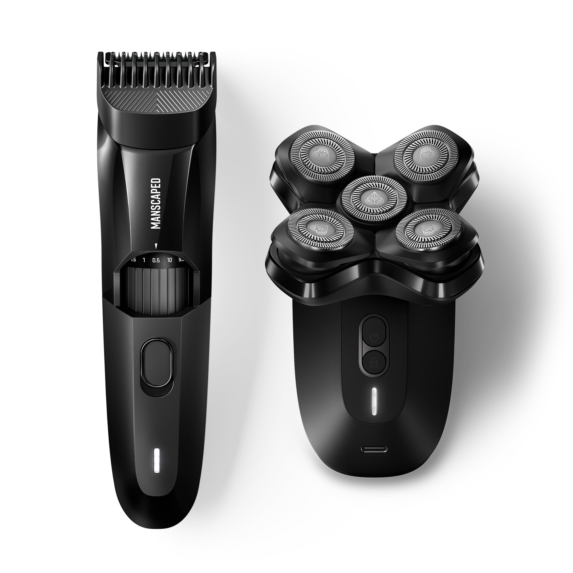 MANSCAPED® The Beard & Dome Bundle Includes: The Beard Hedger® Premium Trimmer, Adjustable Blade Length & The Dome Shaver™ PRO Head Shaver for Bald Men with SkinSafe® & FlexAdjust Technology