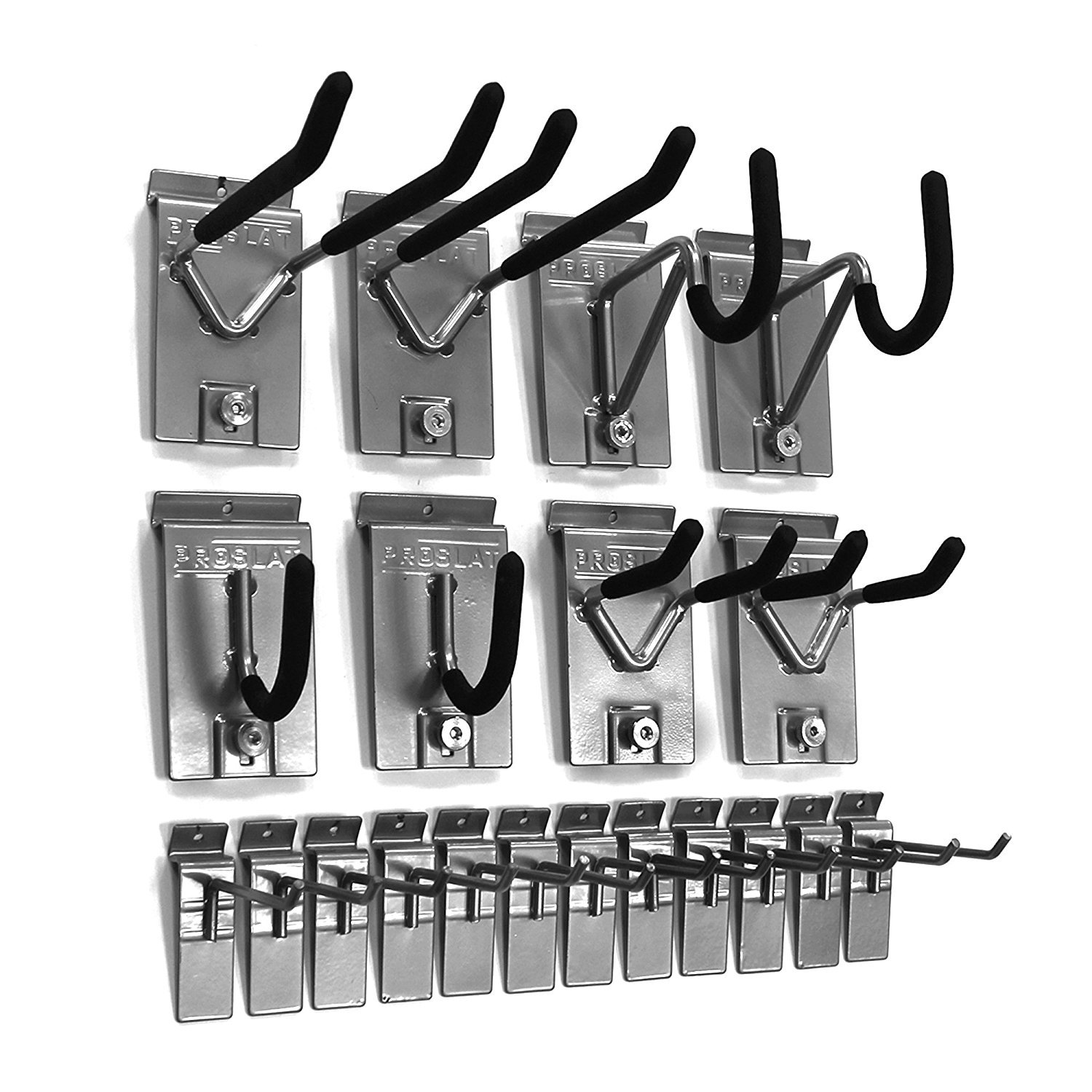 Proslat 11004 1/8-Inch Backplates Steel Hook Kit Designed for Proslat PVC Slatwall, 20-Piece, Silver