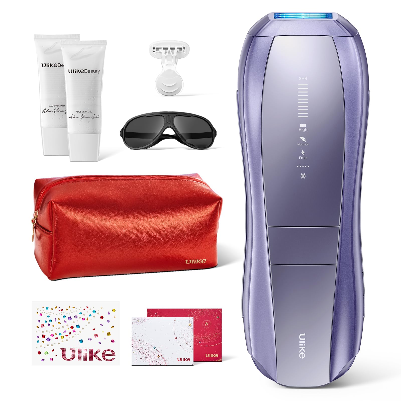 Ulike Laser Hair Removal, Air 10 IPL Hair Removal Device with Ice Cooling, Dual Lights, SHR Mode for Women & Men, Limited Holiday Set with Aloe Vera Gels, Gem Stickers, Christmas Cards & Storage Bag