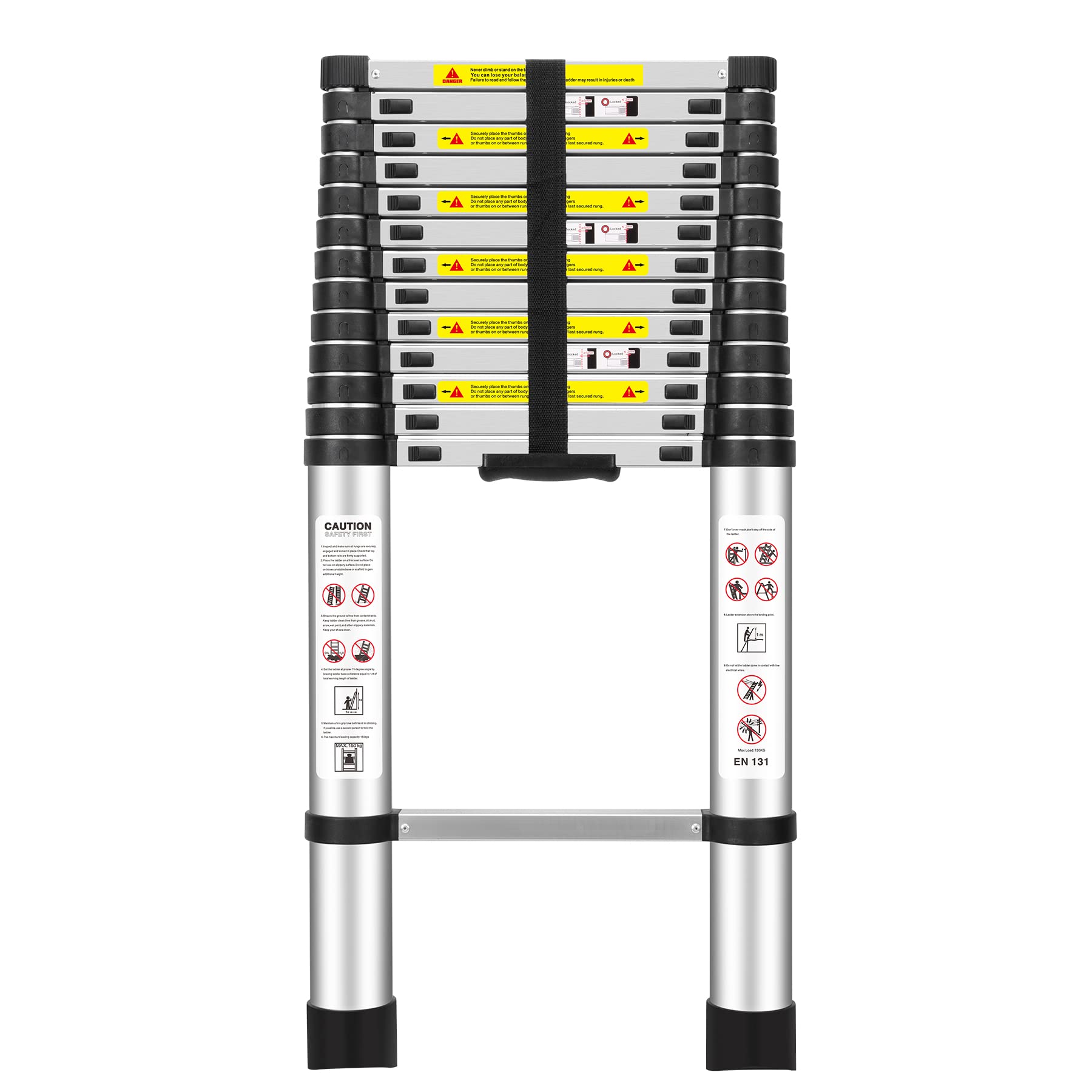 (15Ft/4.5M) Telescoping Ladders，EN131Standards Multi-Purpose Folding Aluminum Extension Ladder