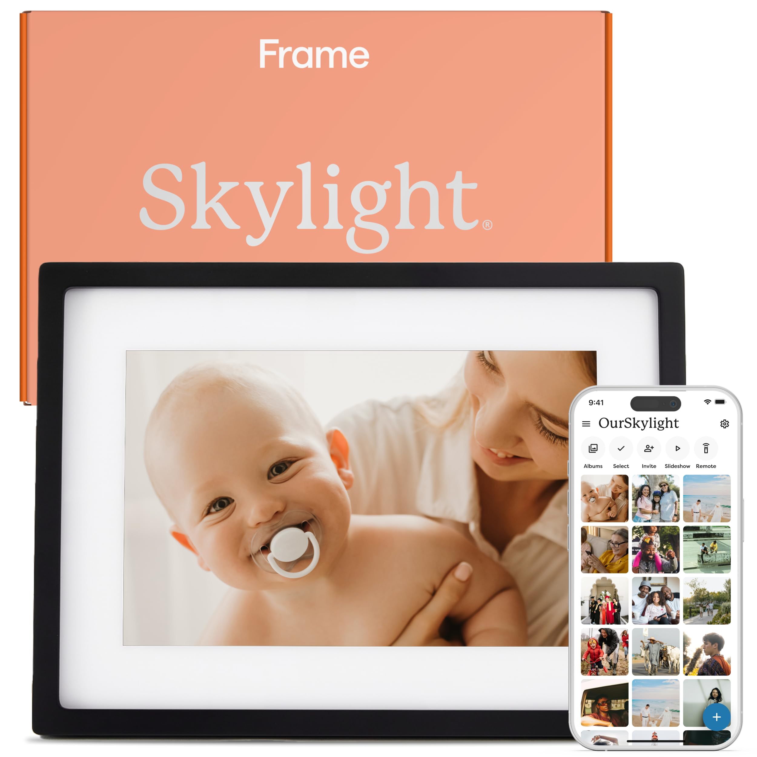 Skylight Frame – WiFi Digital Picture Frame Customer Support, Touch Screen Digital Photo Frame with Easy Setup, Photo Gifts for Parents and Grandparents - 10 Inch Black