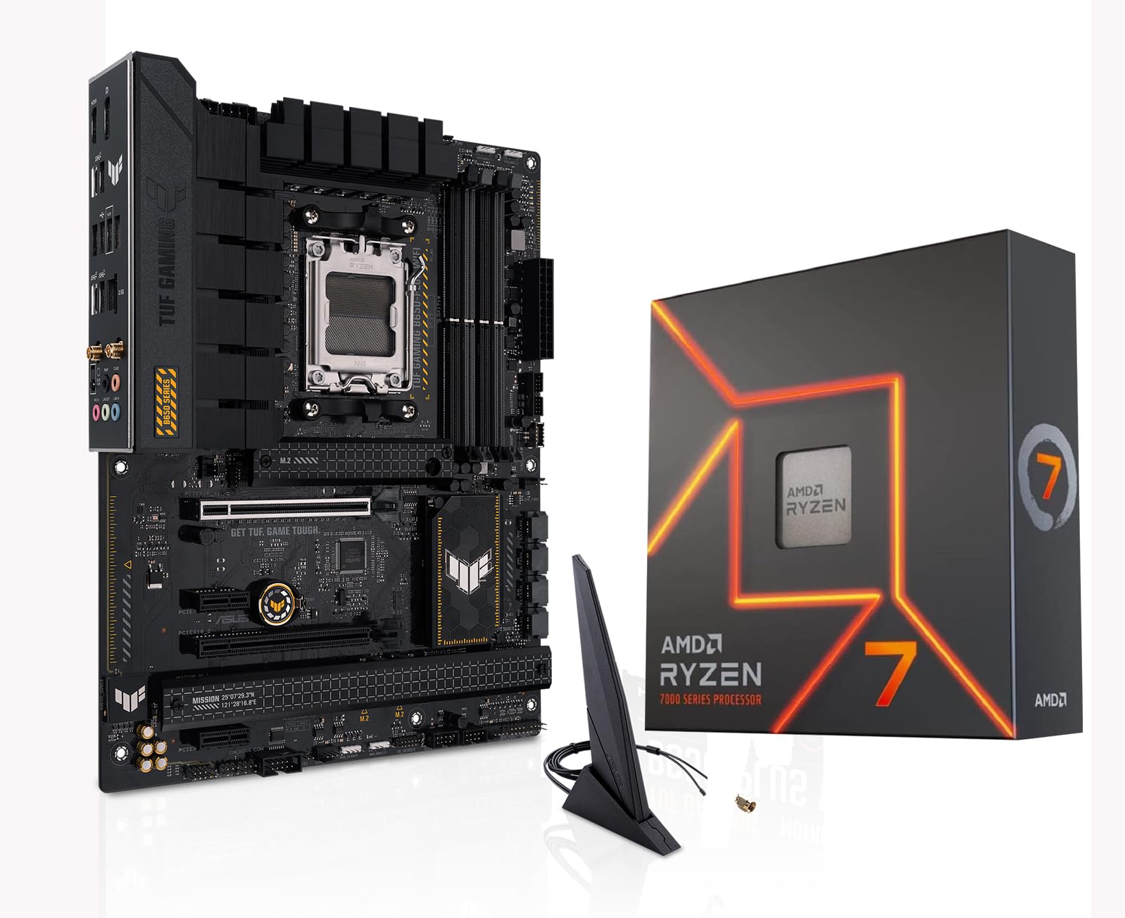 MICRO CENTER AMD Ryzen 7 7700X Desktop CPU Processorwith ASUS TUF Gaming B650-PLUS WiFi DDR5 PCIe 5.0 ATX Gaming Motherboard