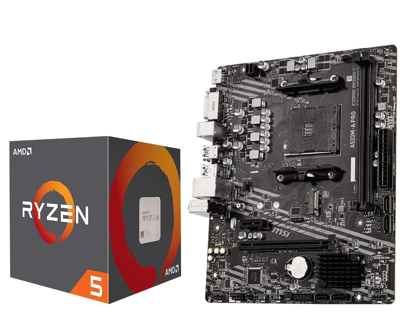 INLAND AMD Ryzen 5 4500 Unlocked Desktop Processor with MSI A520M-A PRO Gaming Motherboard (AMD AM4, DDR4, PCIe 4.0, Micro-ATX),