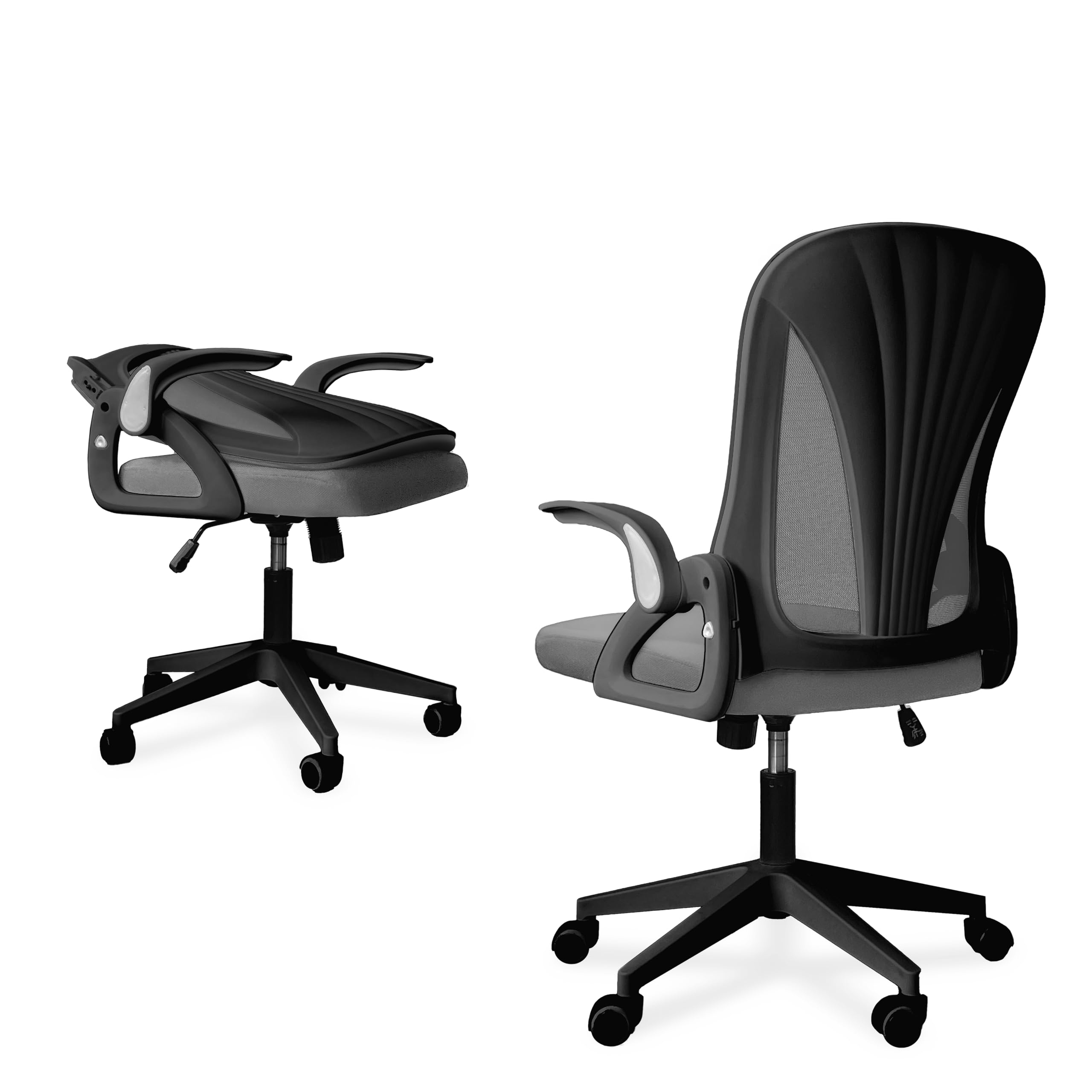 Tervo Model S | Foldable & Adjustable Height for Small Spaces | Gaming Chair | Swivel Desk Chair for Home Work | Ergonomic Mesh Computer Chair for Bedroom (Grey & Black)