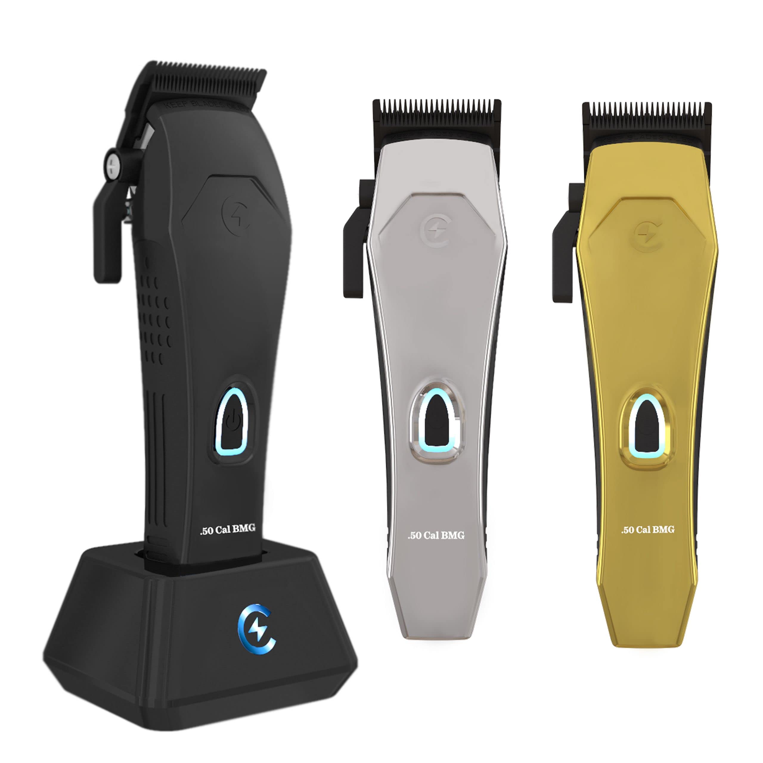 Caliber Pro - .50 Cal BMG Clipper - Professional Cordless Magnetic Motor Clippers - Quiet Operation Trimmer - Rechargeable Powerful Battery - Easy Zero Gap Cut - Hair Grooming Tool for Men