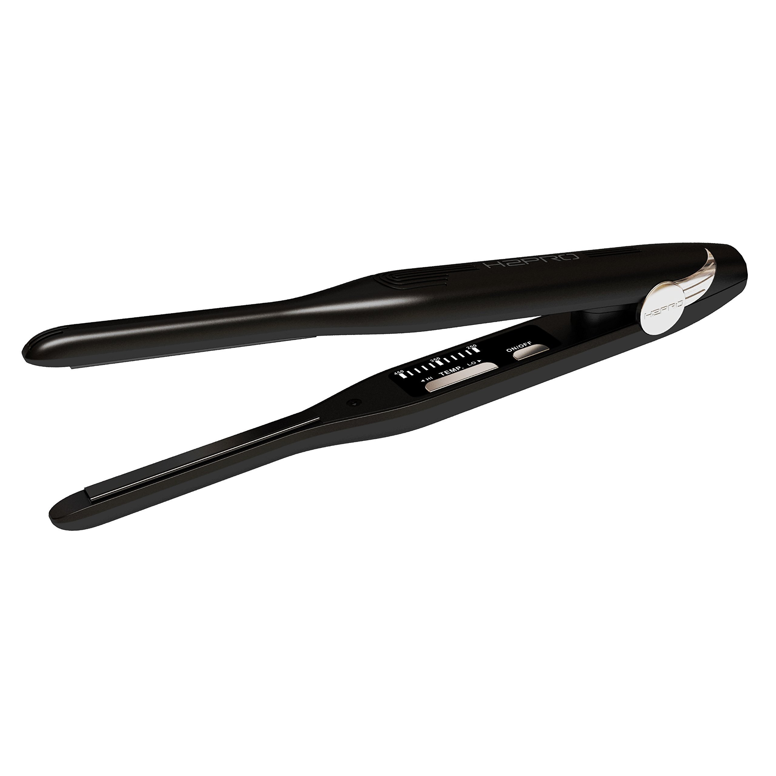 H2PRO Black Diamond 3/10" Tourmaline Ceramic Hair Straightener - Cutting Edge Professional Flat Iron for All Hair Types