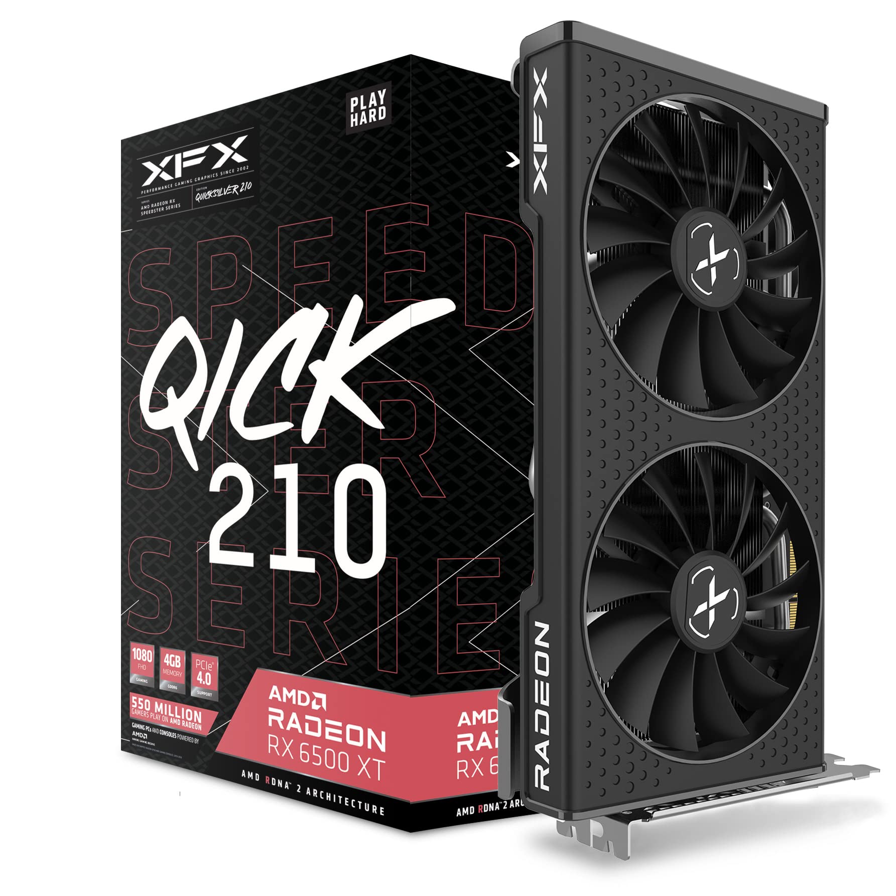 XFX Speedster QICK210 Radeon RX 6500XT Black Gaming Graphics Card with 4GB GDDR6 HDMI, AMD RDNA 2, RX-65XT4DBDQ