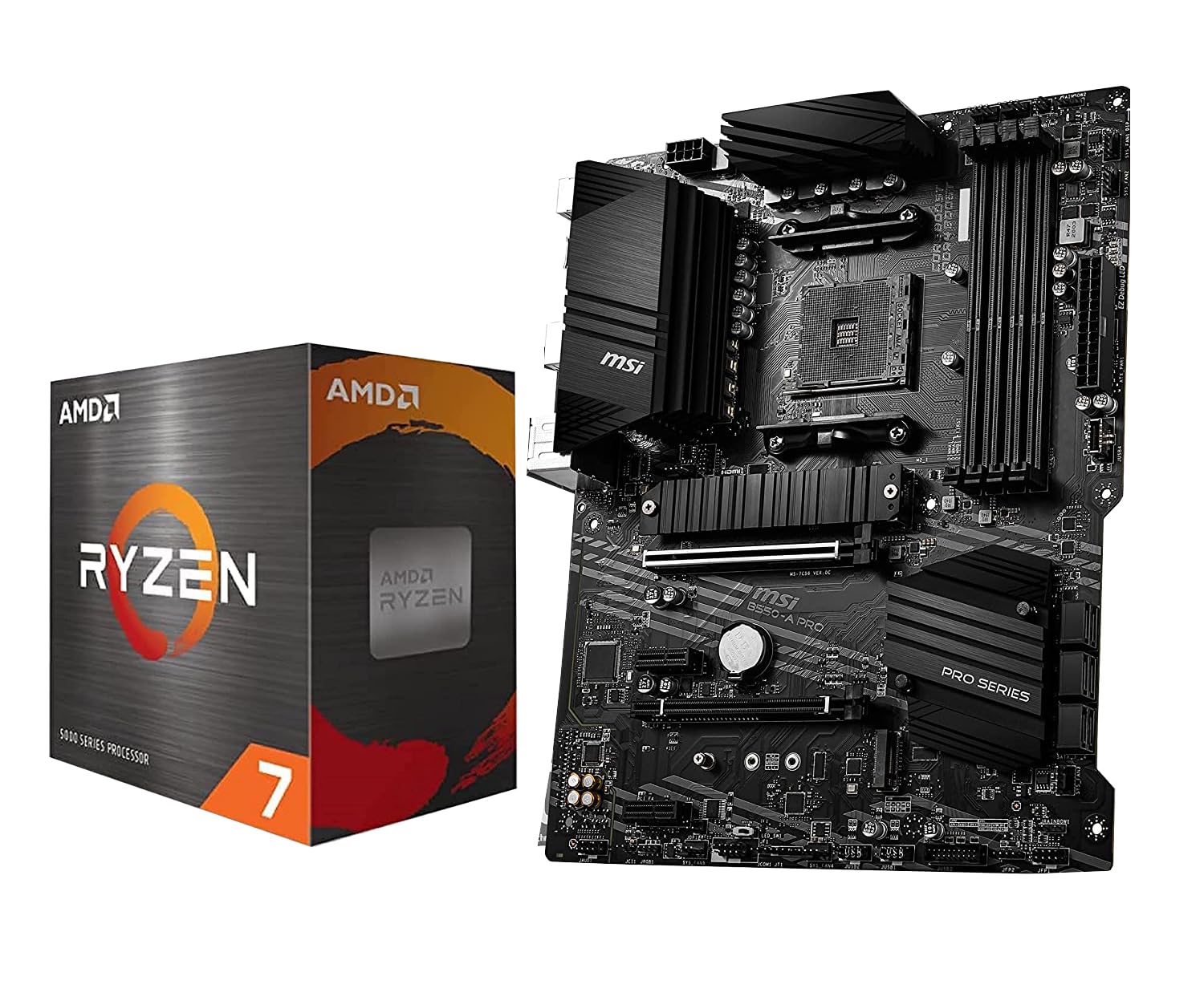INLAND AMD Ryzen 7 5700X 8-Core 16-Thread Unlocked Desktop Processor with MSI B550-A PRO ProSeries Motherboard (AMD AM4, DDR4, PCIe 4.0, SATA 6Gb/s, M.2, USB 3.2 Gen 2 ATX)