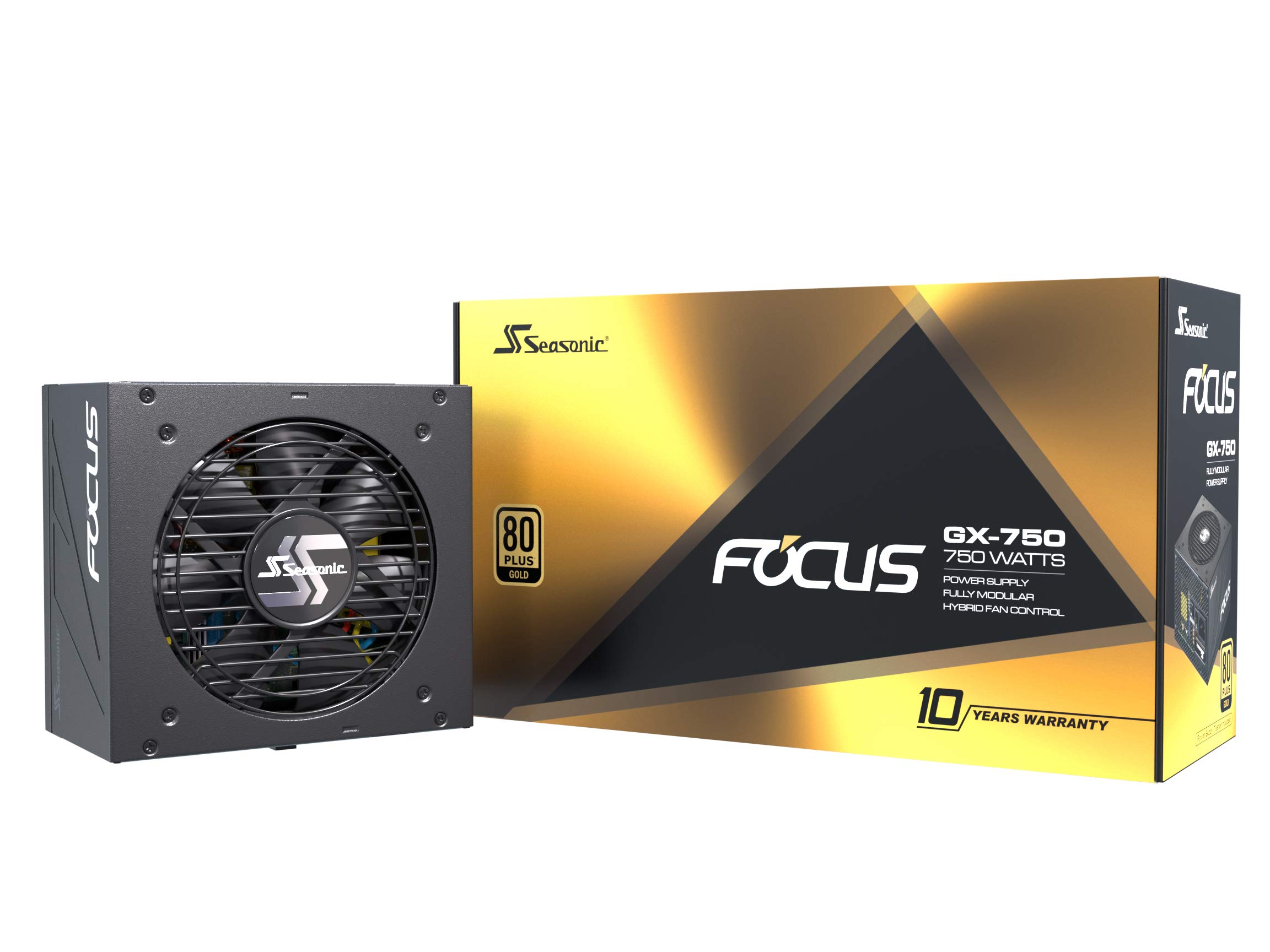 Seasonic FOCUS GX-750 - 750W - 80+ Gold - Full-Modular - ATX Form Factor - Low Noise - Premium Japanese Capacitor - 10 Year Warranty - Nvidia RTX 30/40 Super & AMD GPU Compatible (Ref. SSR-750FX)