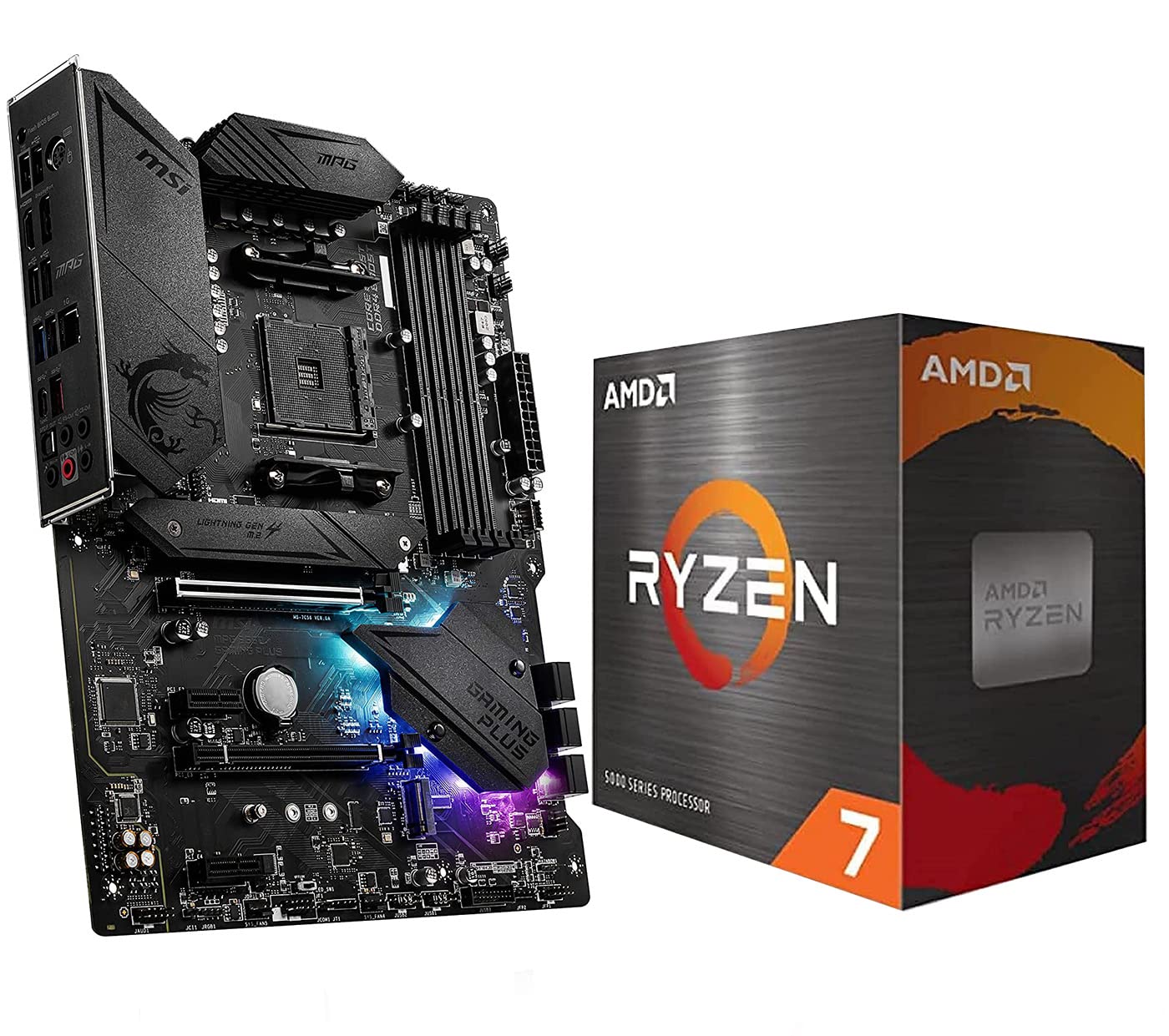 INLAND Micro Center AMD Ryzen 7 5700X 8-Core 16-Thread Unlocked Desktop Processor with MSI MPG B550 Gaming Plus ATX Gaming Motherboard (AMD AM4, DDR4, PCIe 4.0, M.2)