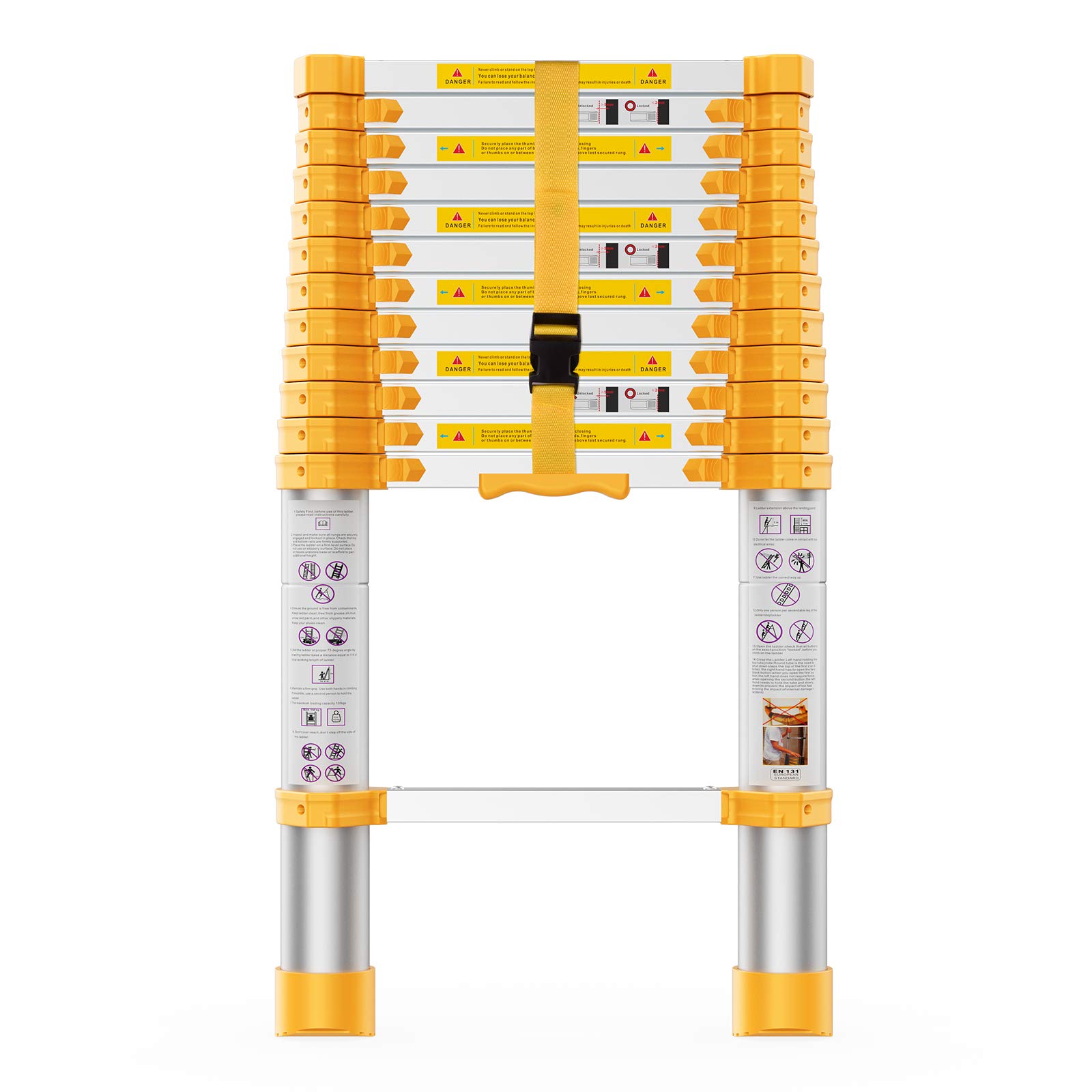 BOWEITI Telescoping Extension Ladder 12.5FT Heavy Duty Upgrade,Aluminum Telescopic Ladder with Upgrade Material/Accessories
