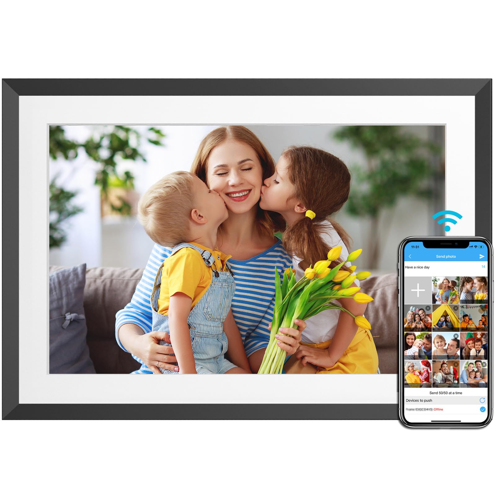 SSA Digital Picture Frame with 32GB Internal Storage 10.1 inch WiFi Digital Photo Frame 1280x800 IPS LCD Touch Screen Smart Cloud Photo Frame Auto-Rotation Share Photos or Videos Instantly via APP