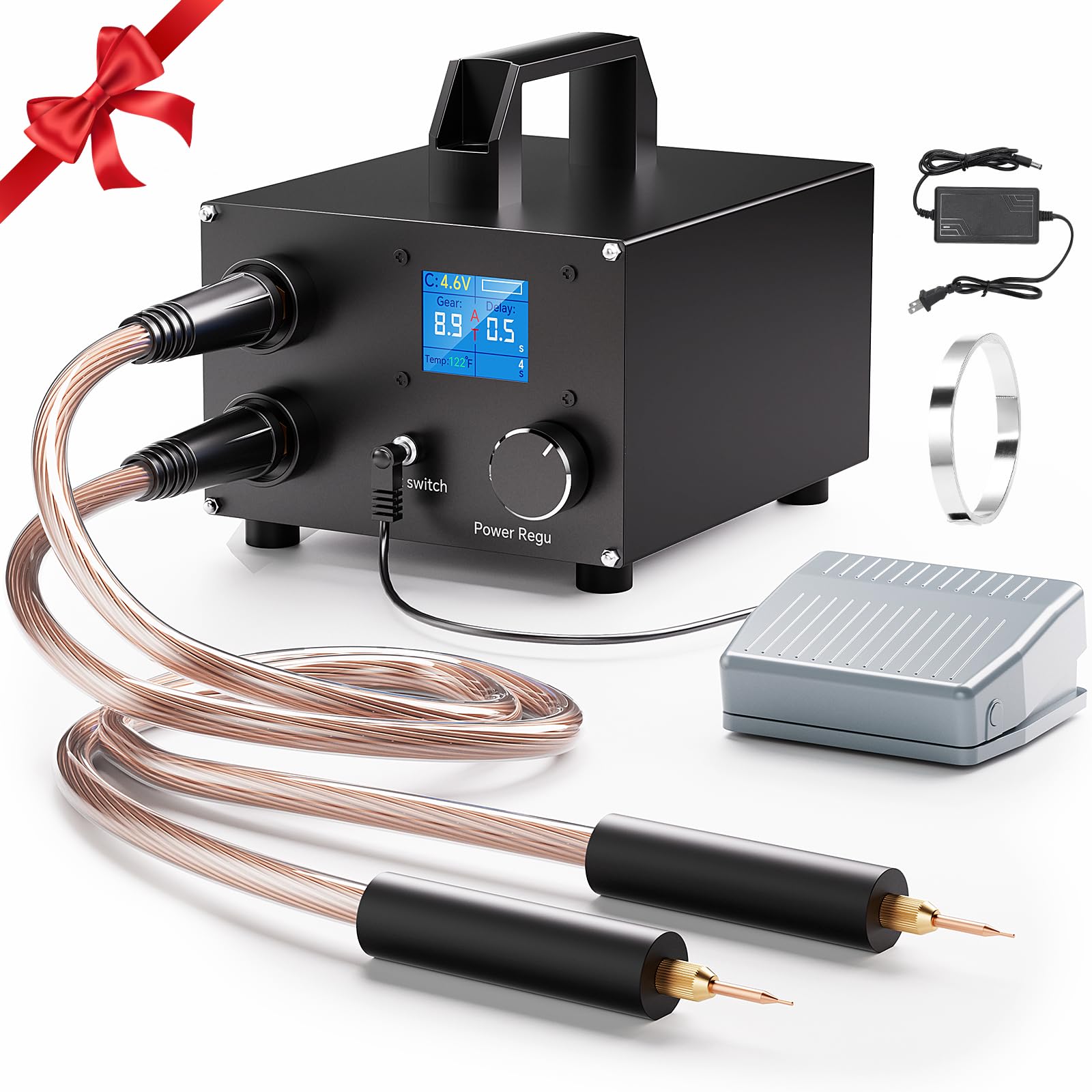 Seesii Dual Farad Spot Welder, 250 Gears Adjustable 3000F Capacitor Battery Spot Welder with 1.8'' LCD Display,Portable Spot Welder for 0.1-0.3mm Nickel Strip Welding, Ideal for Battery Pack Making