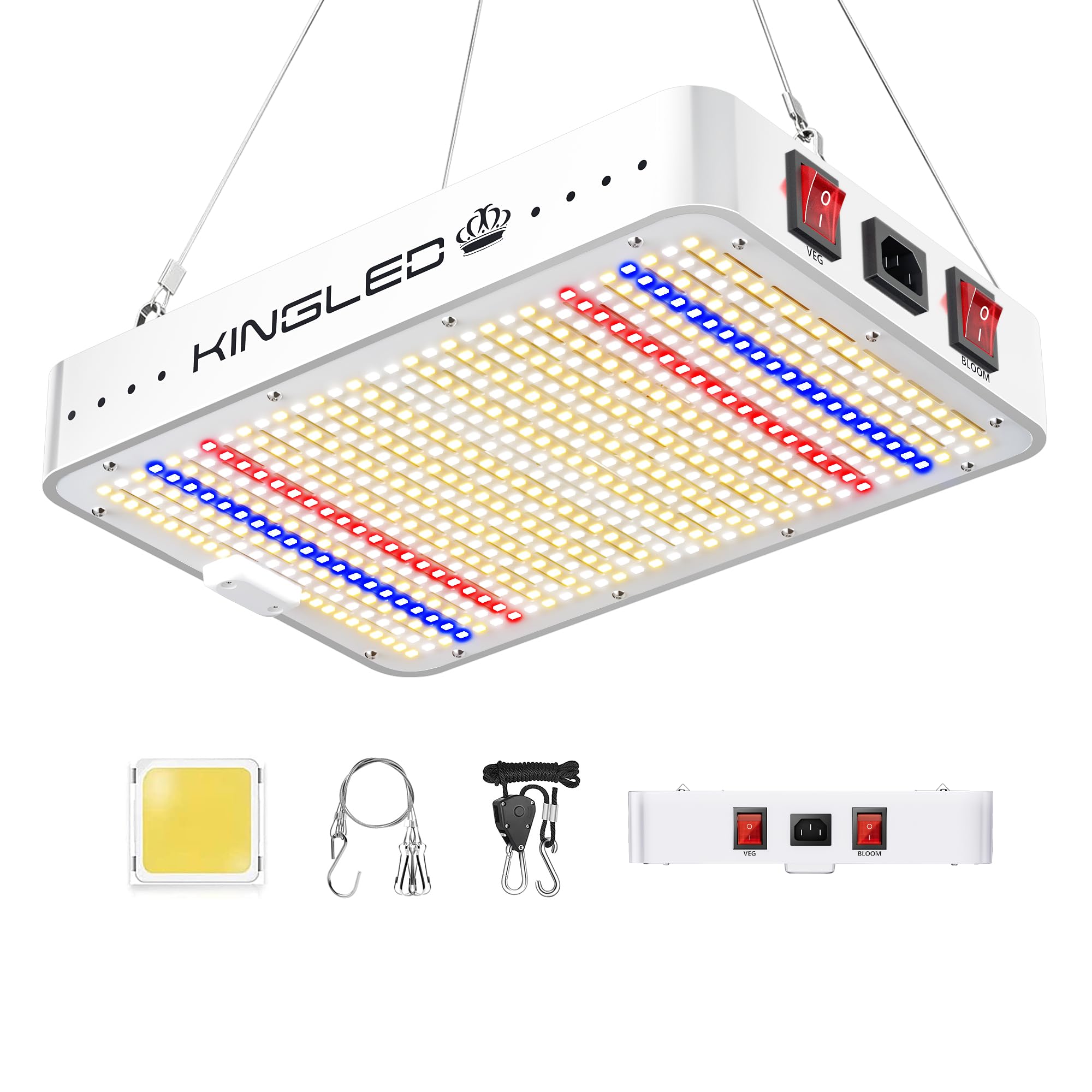 KingLED 2025 KP1000 LED Grow Lights with Yield LEDs 2x2ft Coverage Full Spectrum Grow Lights for Indoor Hydroponic Plants Greenhouse Growing Lamps Veg Bloom Daul Mode