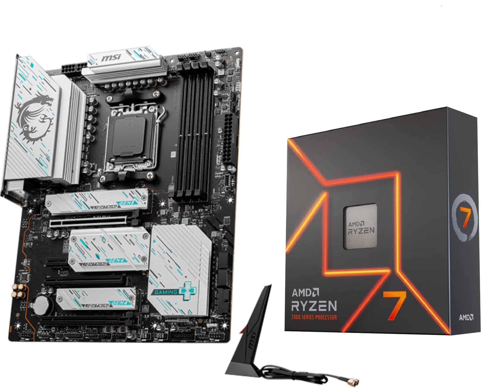 INLAND Micro Center AMD Ryzen 7 7700X CPU Processor with MSI X670E Gaming Plus Motherboard, AM5 Socket, DDR5, PCIe 5.0, WiFi 6E