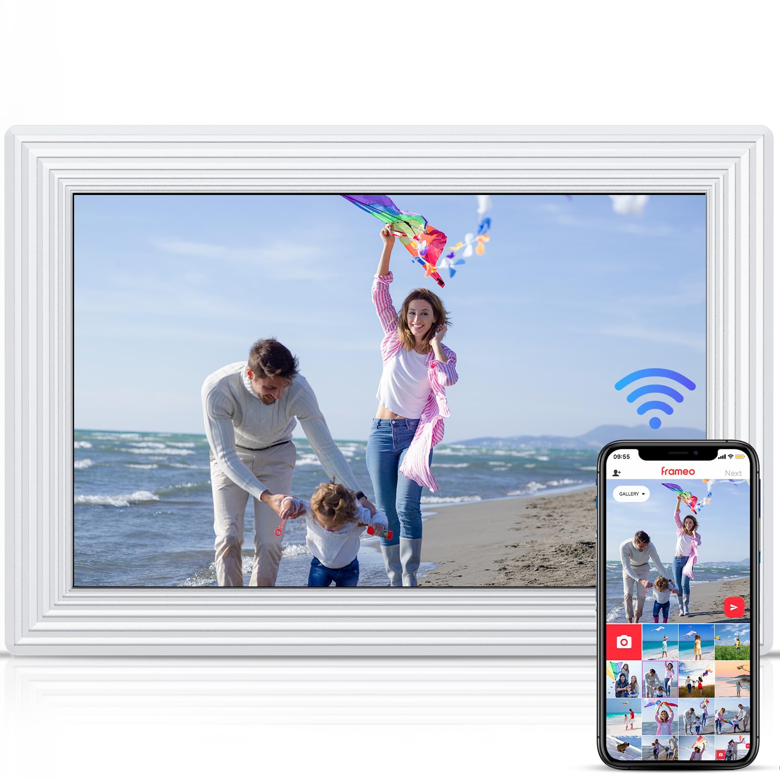 Frameo 5G WiFi Digital Photo Frame, 10.1" Digital Picture Frame with Auto-Rotate, 1280x800 IPS Touch Screen, Easy Setup to Share Photos or Videos Instantly via Frameo App from Anywhere