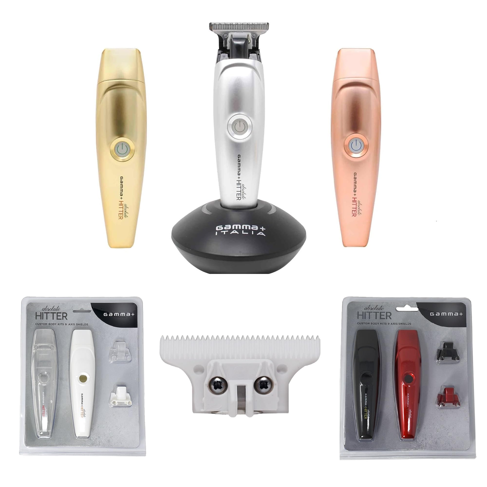 GAMMA+ Absolute Hitter Professional Cordless Hair Trimmer with 2 Customizable Lids & Replacement Blade – Holiday Gift Bundle