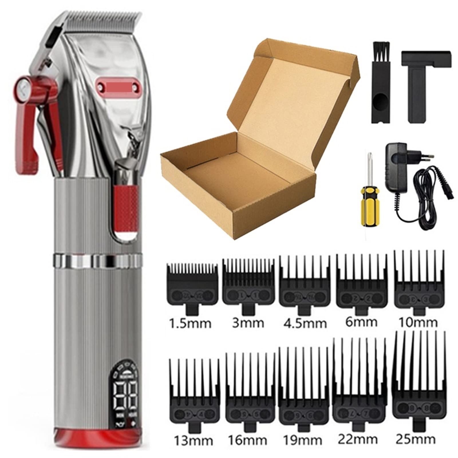 RomildaYuan Hair Trimmer Hair Clipper Professional Hair Clipper Men Cordless Hair Clipper Trimmer Hair Cutting Tools Hair Care and Styling (Color : Red Normal Box, Size : AU Plug)