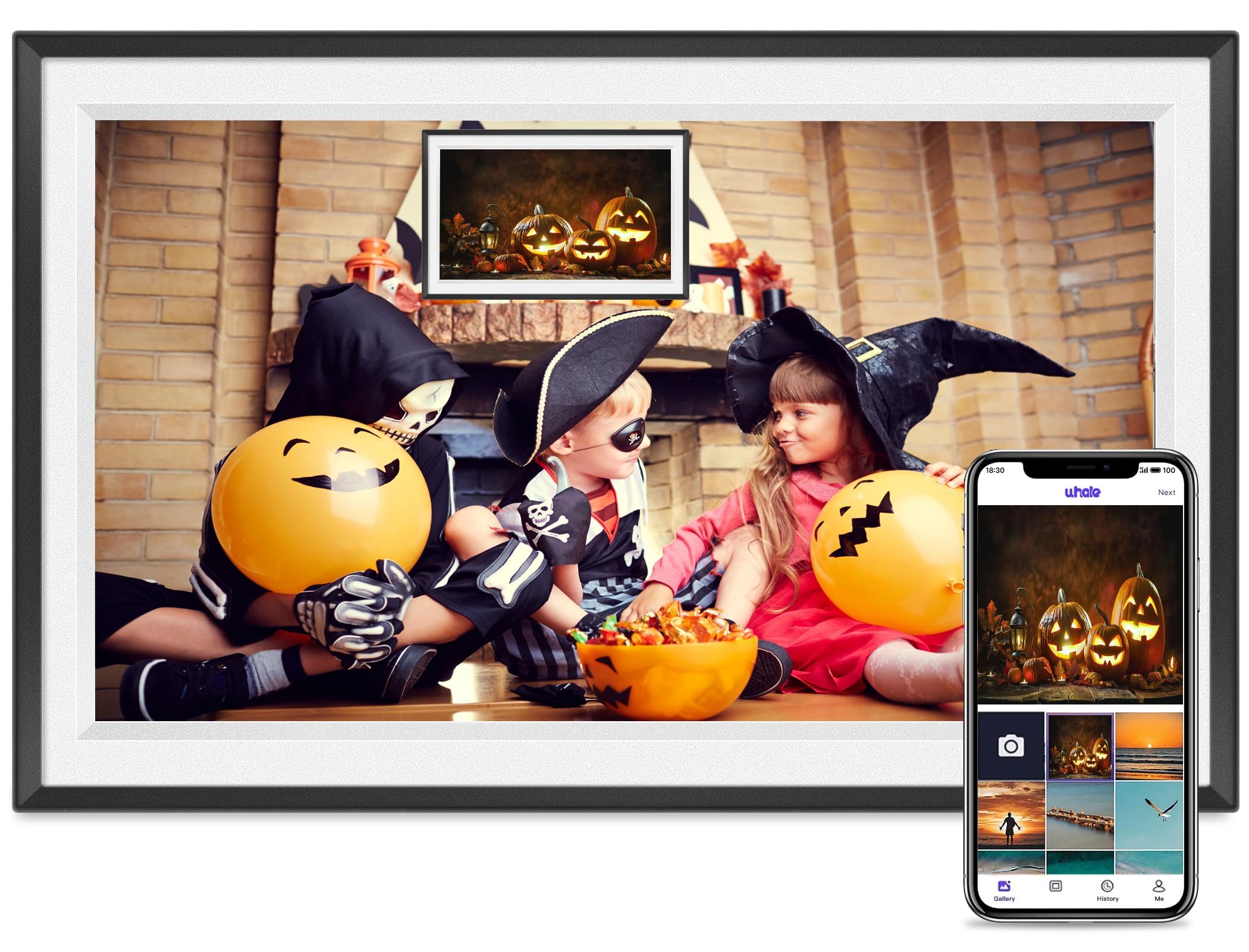 Glusine 15.6Inch Touch Screen Large Digital Picture Frame,1920 * 1080 FHD WiFi Digital Photo Frame with 32GB Storage, Wall Mountable, Auto-Rotate Send Photos and Videos Through The Application