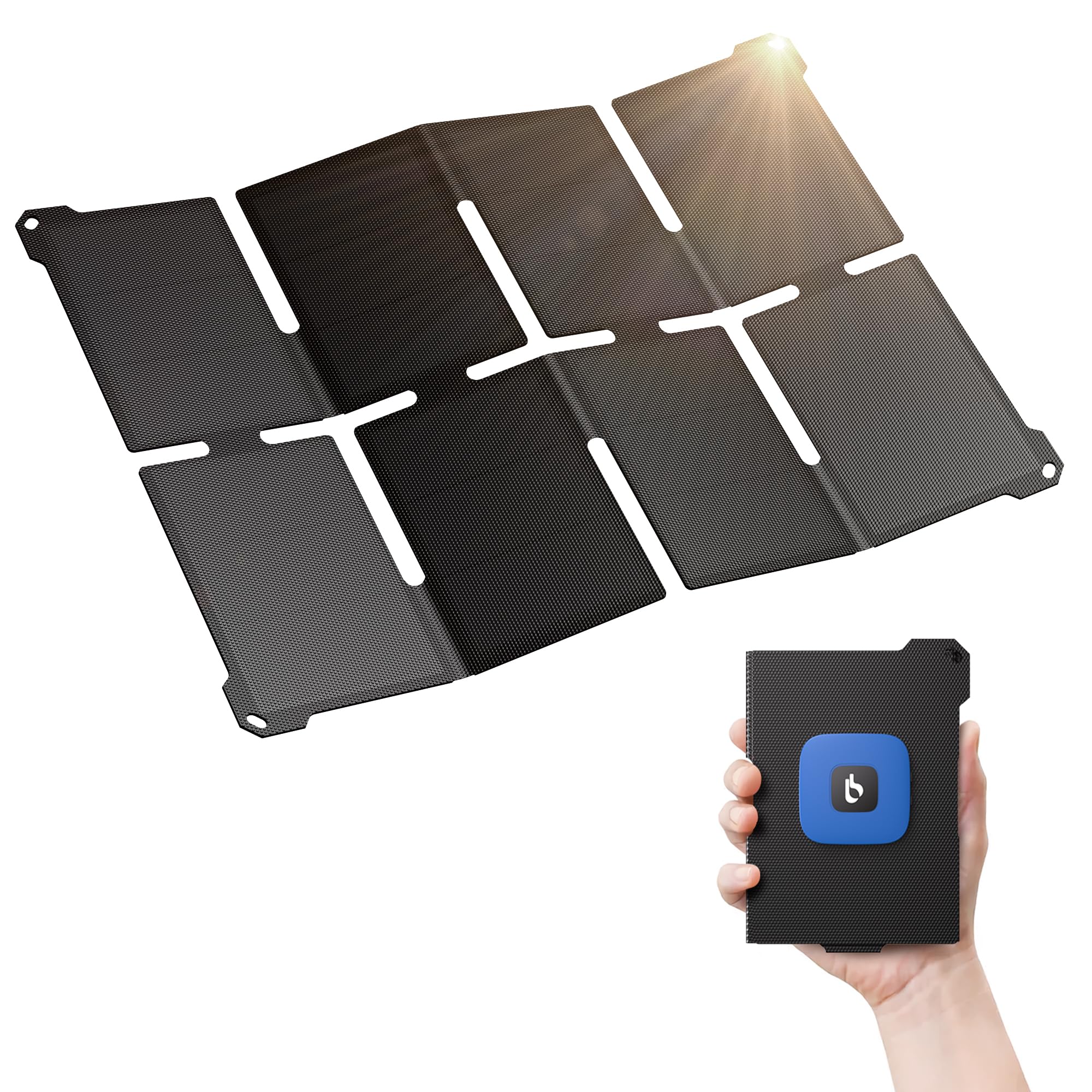 [Pocket-Size]BigBlue Portable 25W Solar Panel Charger, Folding Solar Charger with USB-A and USB-C Ports, IP68 Waterproof Solar Panel for Backpacking Compatible with Cellphones, Tablets, Power Bank etc