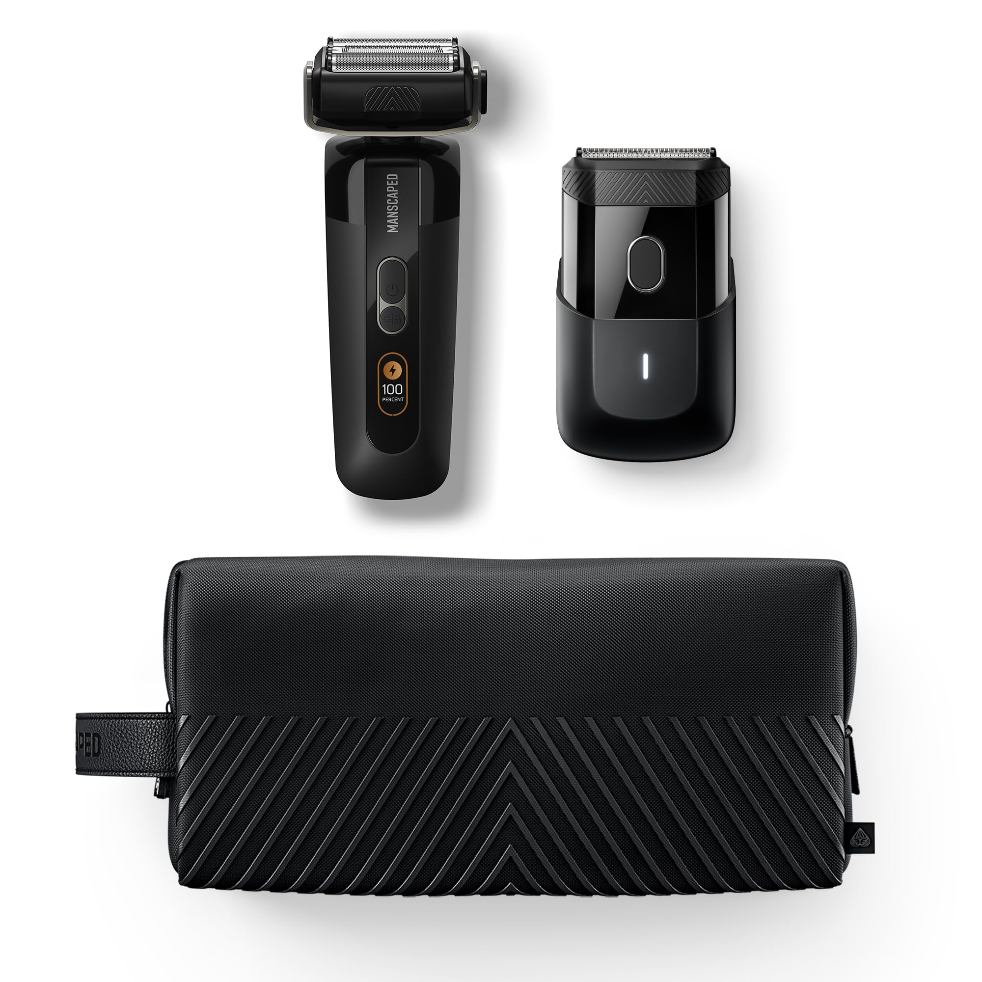 MANSCAPED® The Chairman™ PRO & The Handyman™ - Men's Electric Face Shaver with Two Interchangeable SkinSafe® Blade Heads, Four-Blade Foil & Stubble Trimmer & Travel Facial Hair Razor with Toiletry Bag