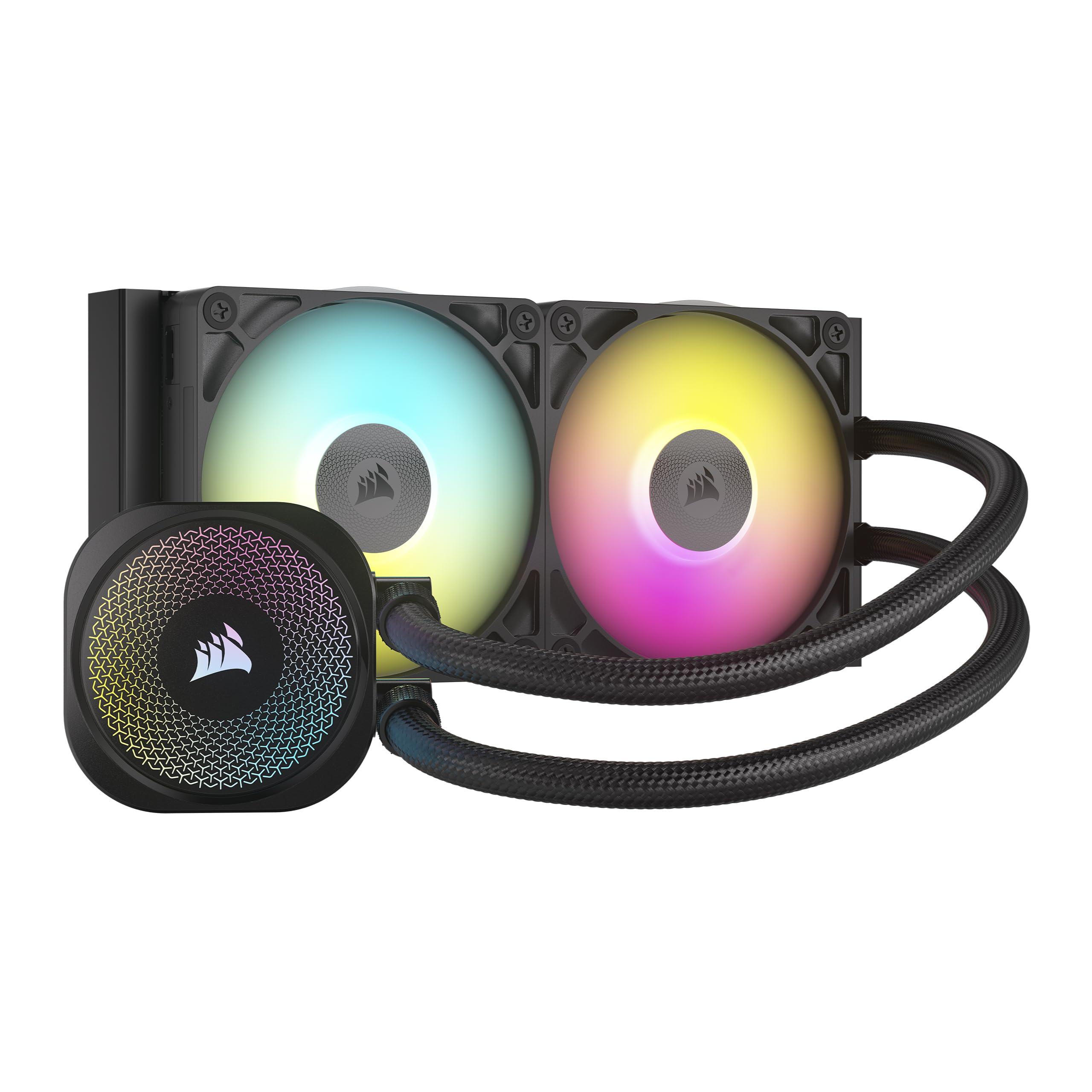 CORSAIR iCUE Link Titan 240 RX RGB Liquid CPU Cooler – 240mm AIO – Low-Noise – FlowDrive Cooling Engine – Intel LGA 1851/1700, AMD AM5/AM4 – 2X RX120 RGB Fans – iCUE Link System Hub Included – Blac