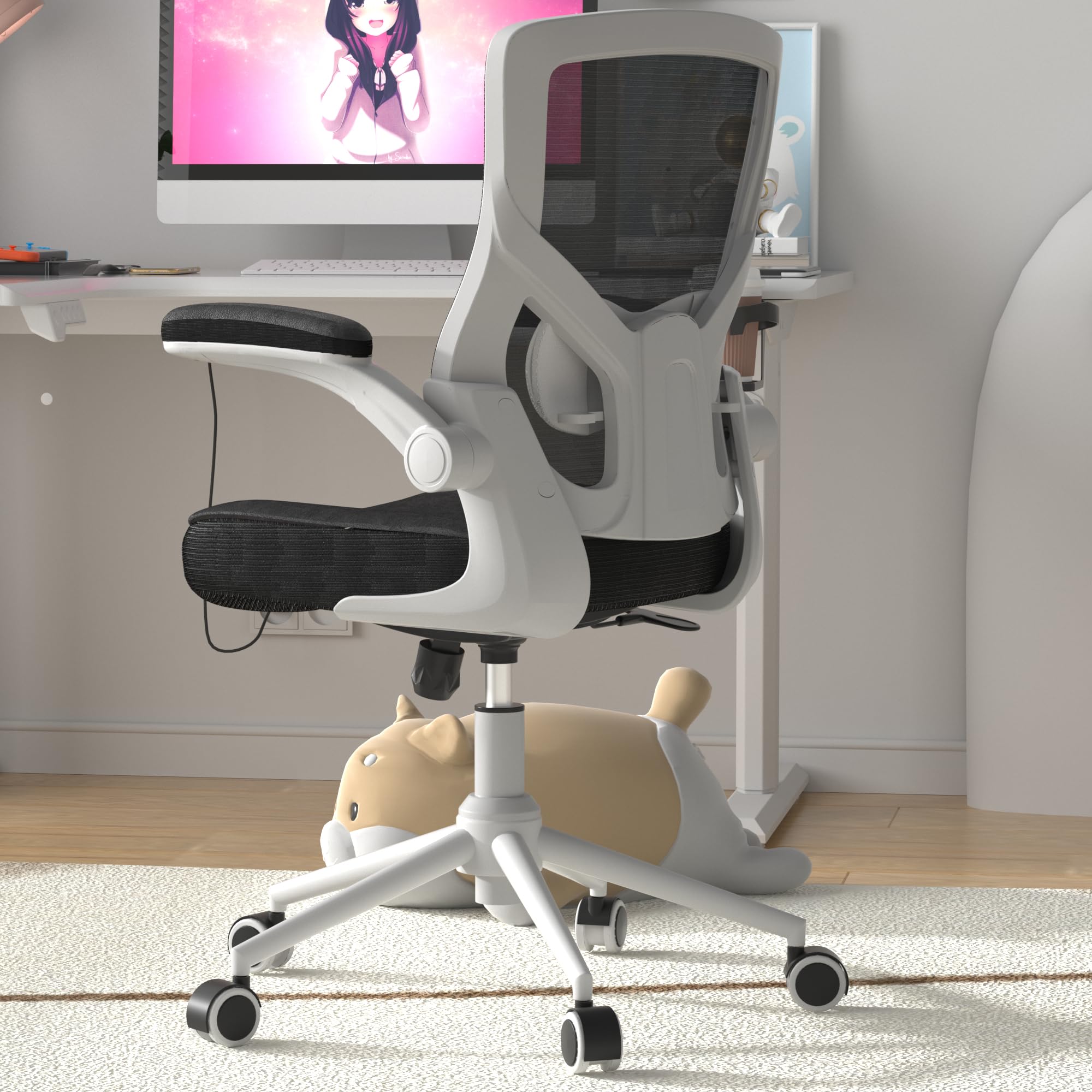 CYKOV Office Chair, High Back Desk Chair Adjustable Height and Ergonomic Design Home Office Computer Chair Executive Lumbar Support Padded Flip-up Armrest Swivel Task Chair