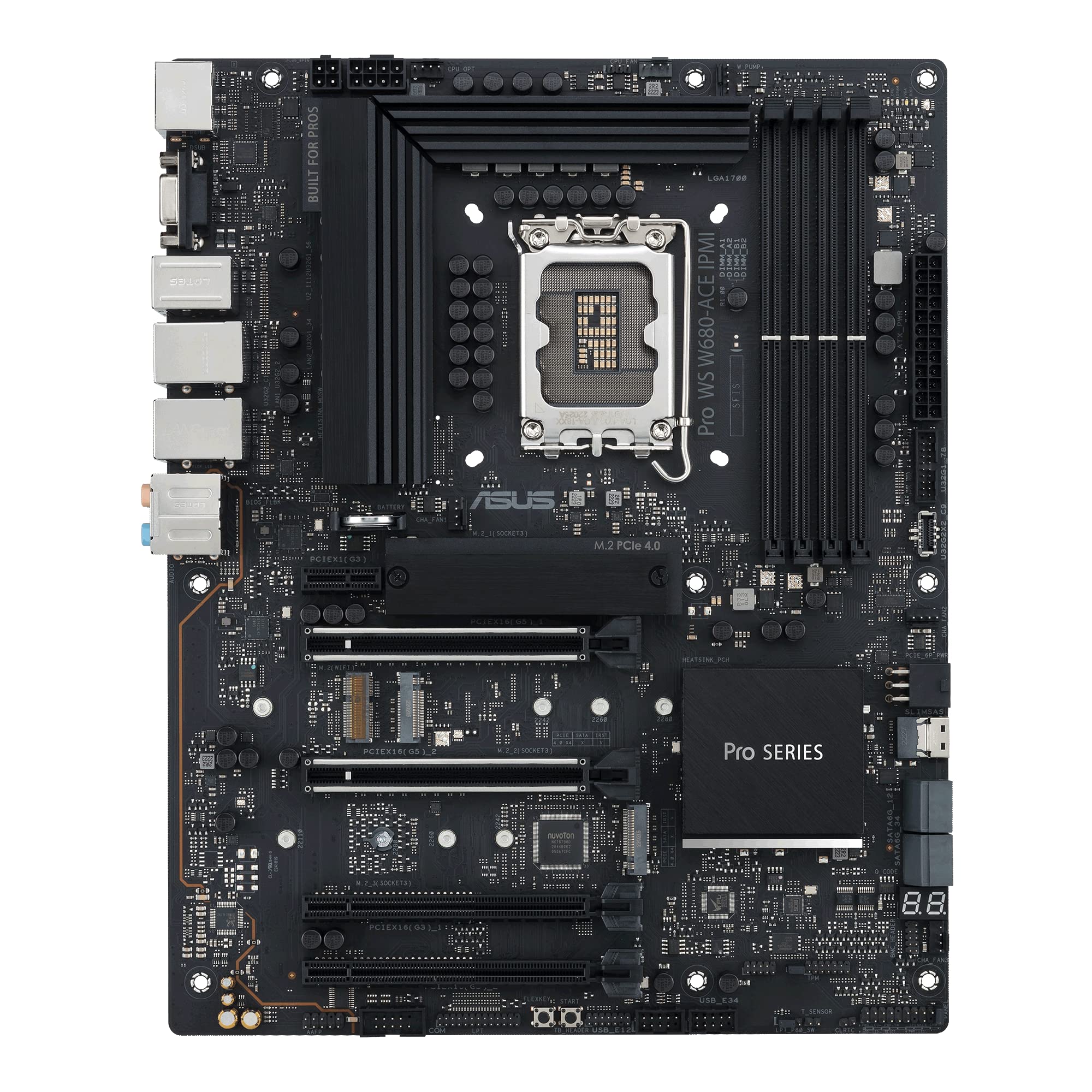 ASUS Pro WS W680-ACE IPMI Intel LGA1700 ATX workstation motherboard,2x PCIe 5.0x16 slot,DDR5,ECC memory,2x2.5 Gb Lan,3xM.2 slots,SlimSAS,BMC header,THUNDERBOLT4 Header,IPMI Expansion card bundled,ACCE