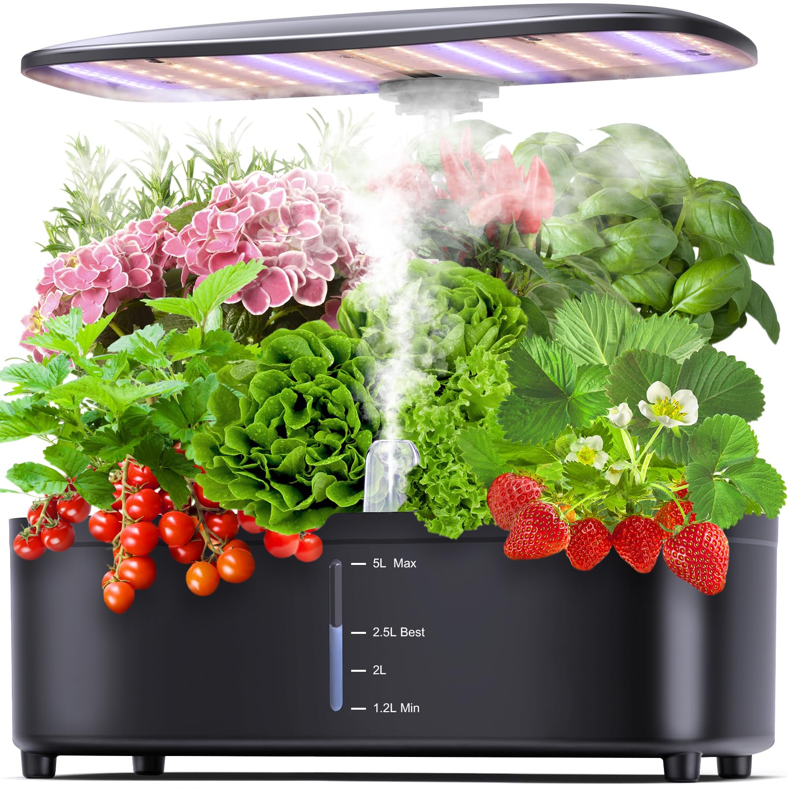 Misting 15 Pods Hydroponic Growing System Herb Garden Kit Indoor,5L Large Tank Plant Germination Kit with Adjustable Height Grow Light to “20", Quiet Pump, Auto Timer, Gardening Christmas Gifts