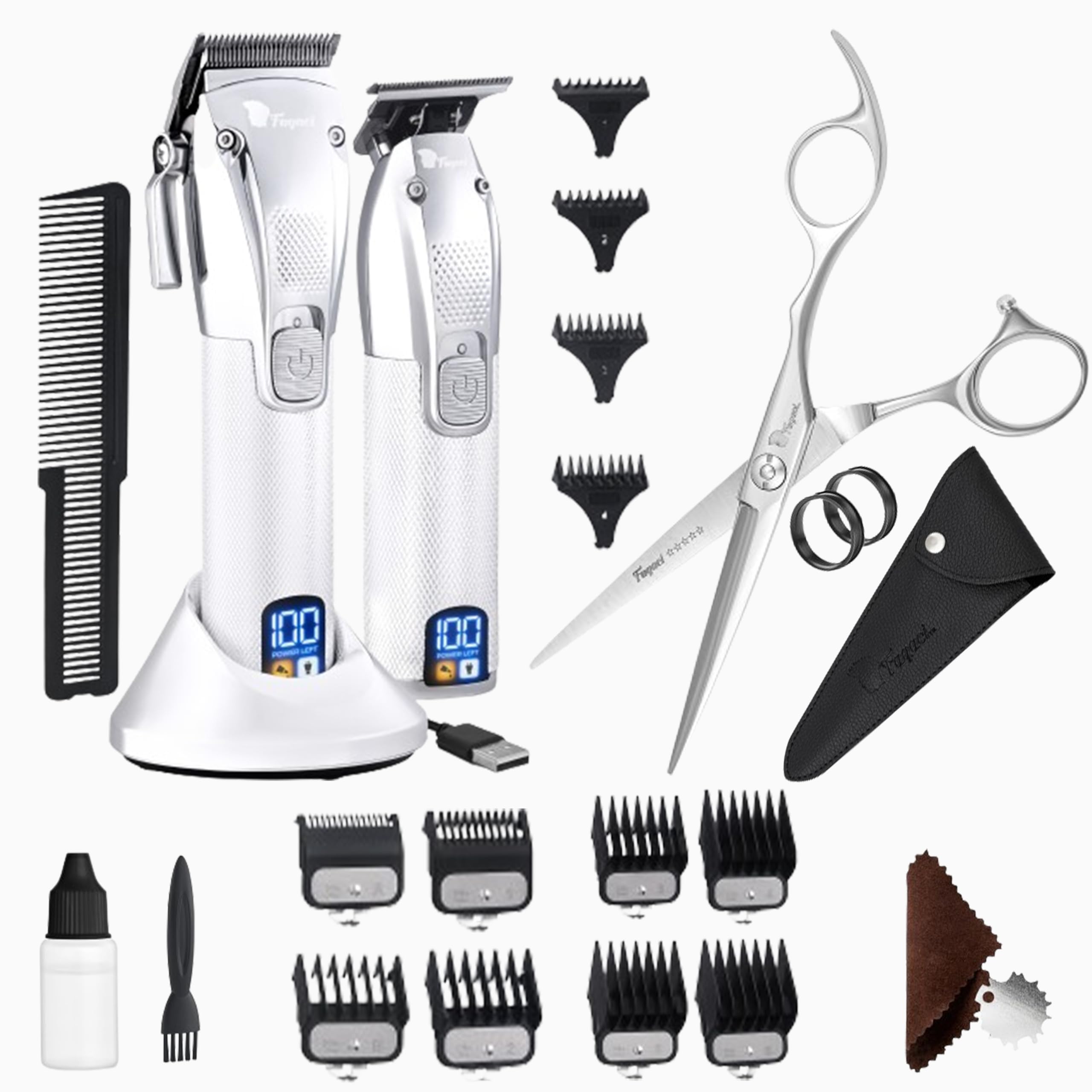 Fagaci Professional Hair Clippers, Hair Trimmer & Hair Scissors Set with Extreme Precise Cut, Cordless Hair Clippers for Men Professional, Barber Clippers 440C, Hair Trimmers for Men, Hair Shears