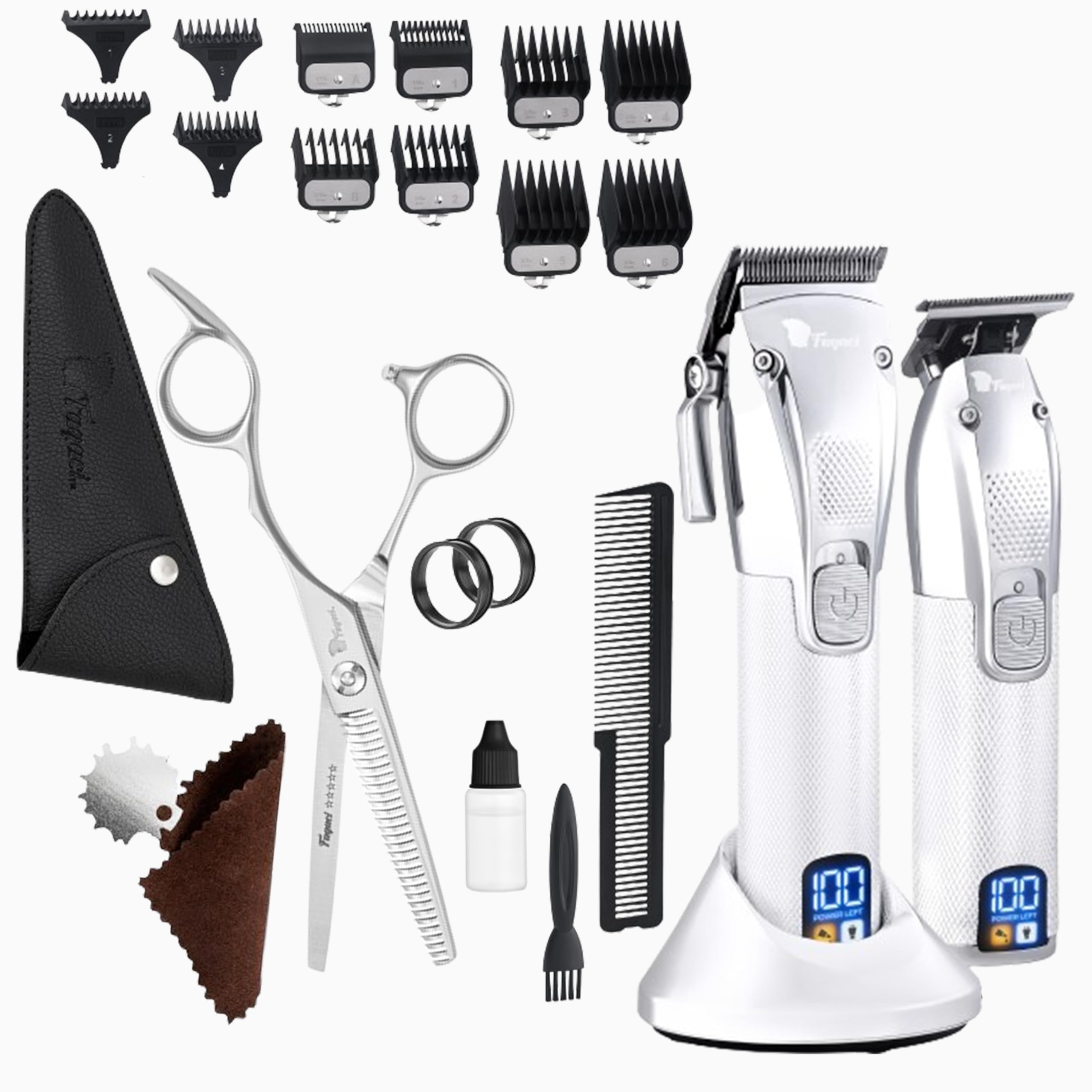 Fagaci Professional Hair Clippers, Hair Scissors & Hair Trimmer Set with Extreme Precise Cut, Cordless Hair Clippers for Men Professional, Barber Clippers 440C, Hair Trimmers for Men, Hair Shears