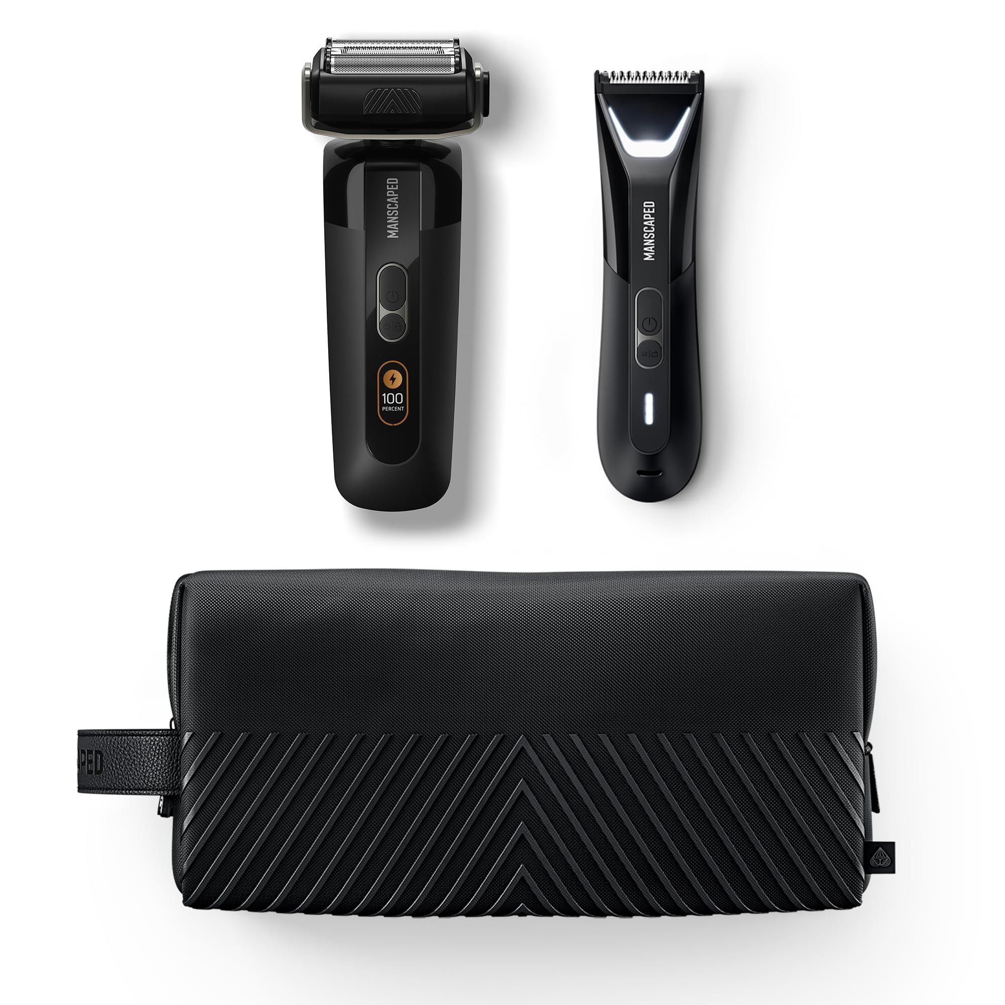 MANSCAPED® The Chairman™ PRO & The Lawn Mower® 5.0 Ultra - Men's Face Shaver with Two SkinSafe® Blades, Four-Blade Foil & Stubble Trimmer & Dual-Head Groin & Body Hair Trimmer with Toiletry Bag