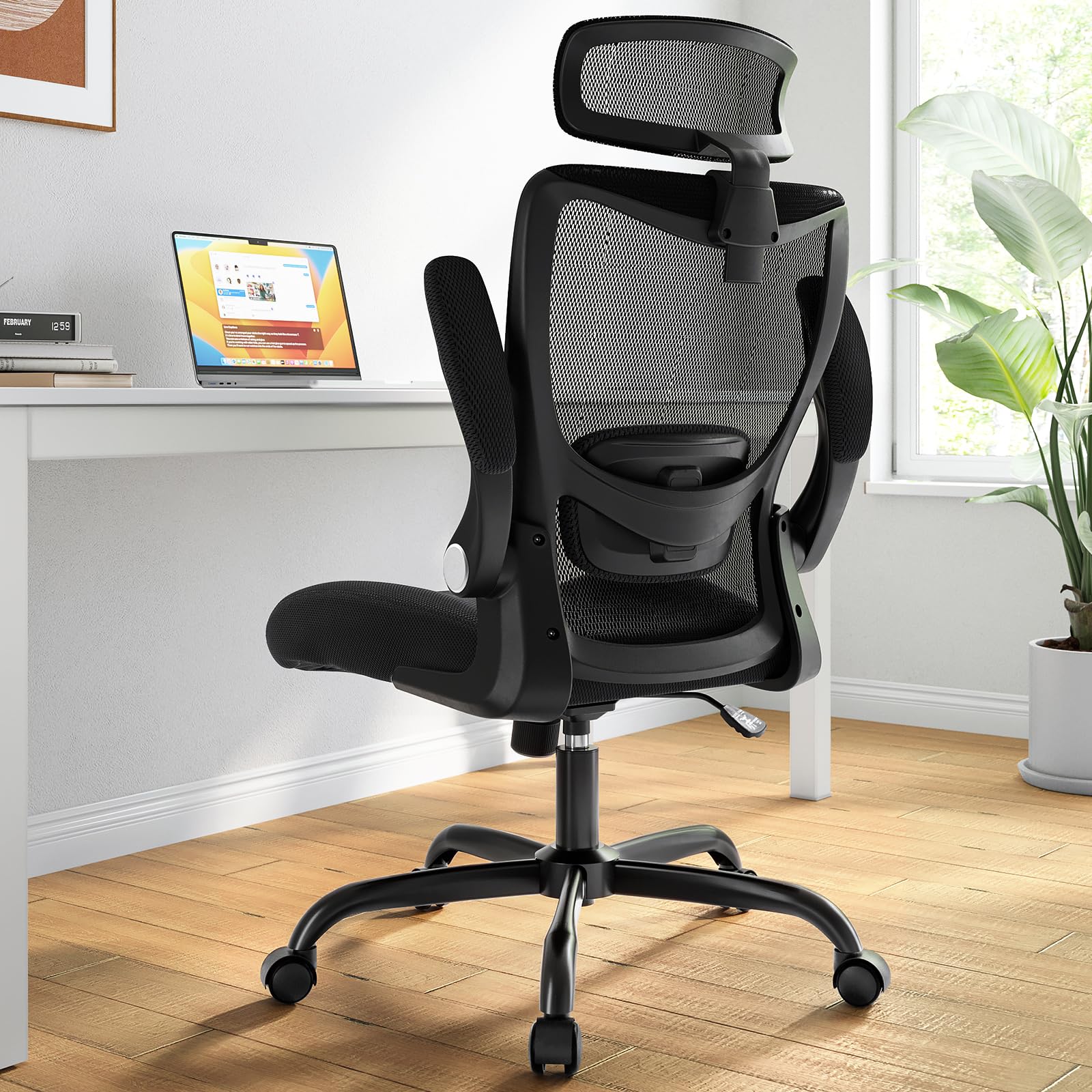 ErGear Ergonomic Office Chair, High Back Desk Chair with Adjustable Lumbar Support and Headrest, Mesh Office Chair, Swivel Computer Chair for Home Office Gaming, Black