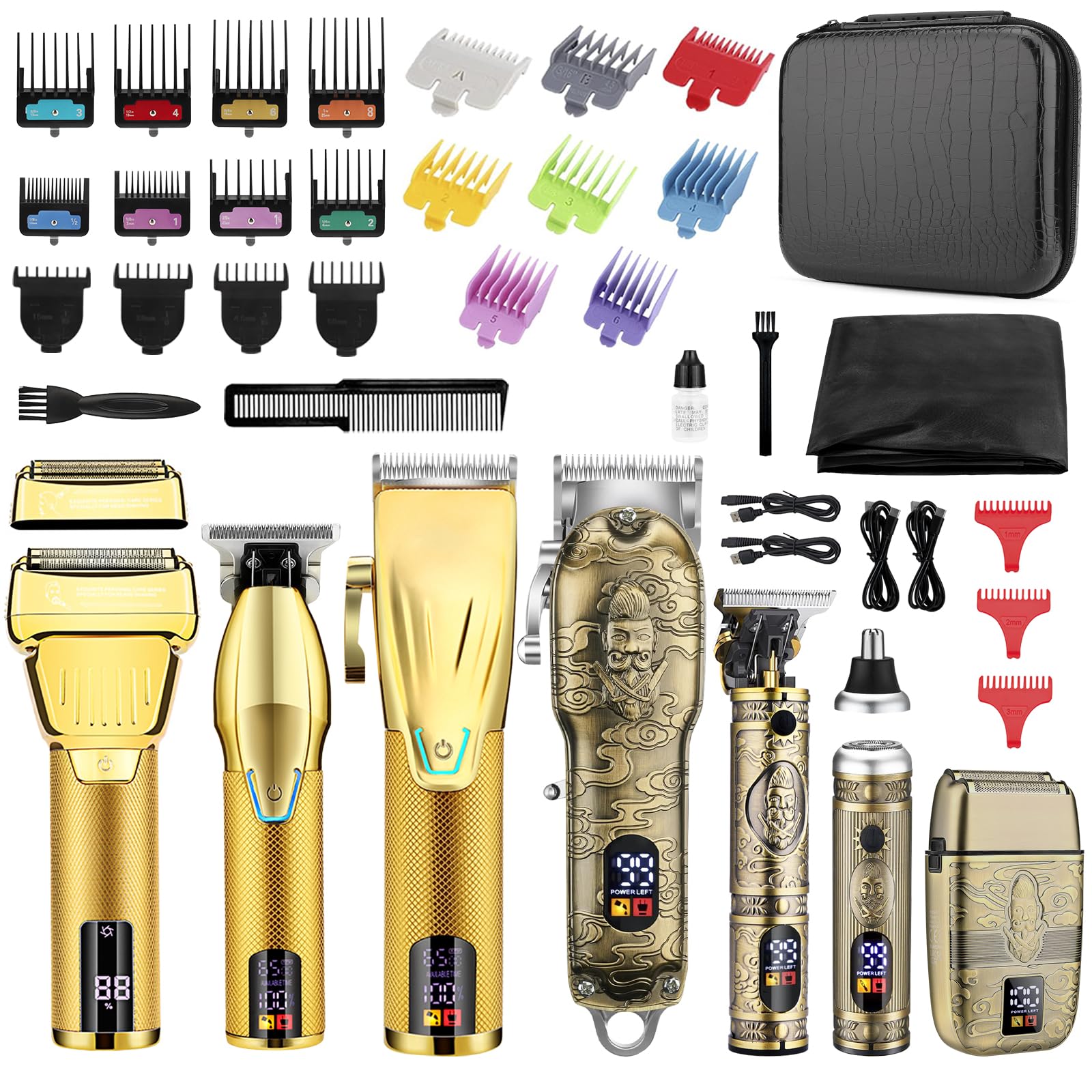 Hair Clippers for Men Professional，Clippers and T-Blade Trimmers Set，Electric Razor Shavers Hair Trimmer Kit Hair Clippers for Men Professional，Nose Hair Beard Trimme