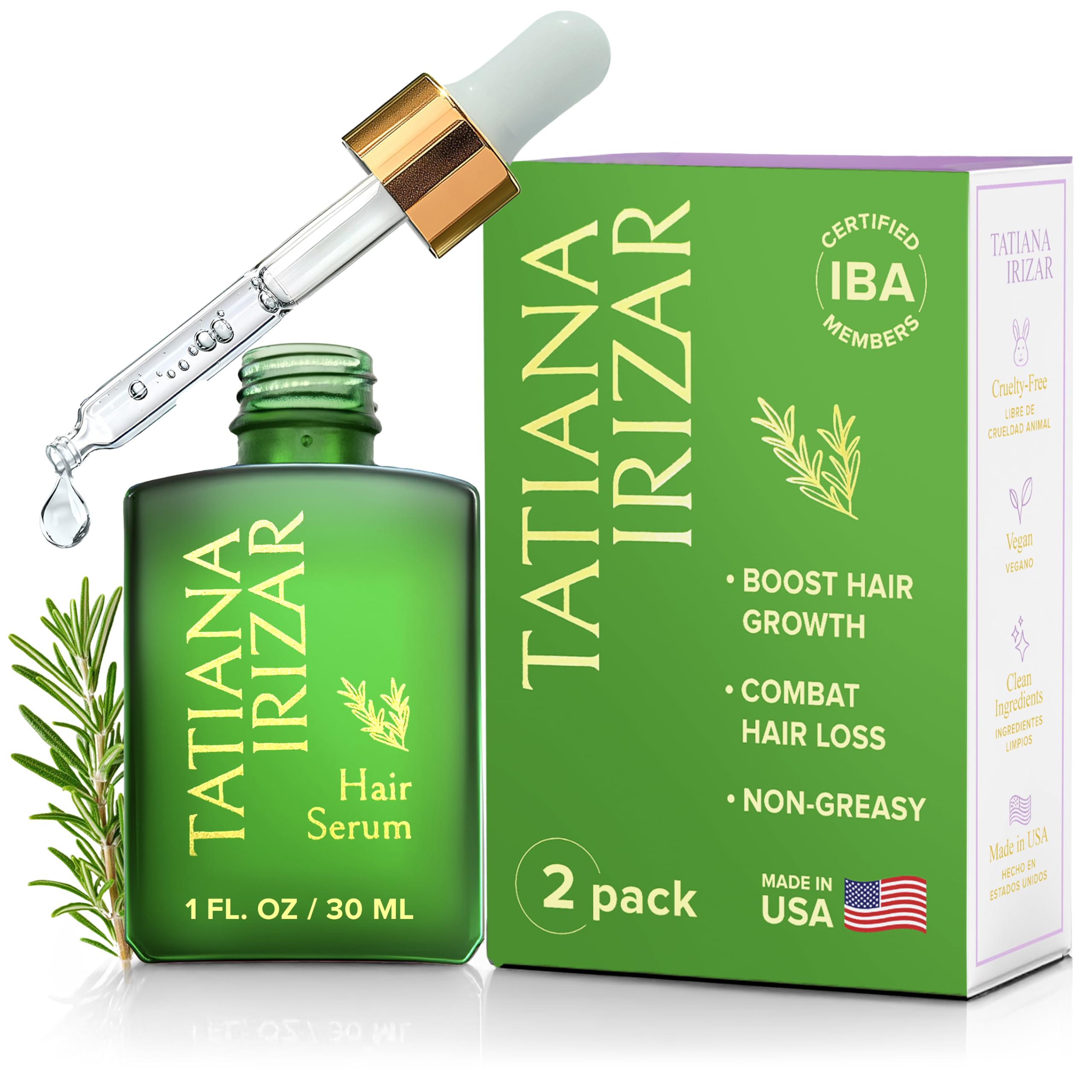 Hair Serum for Hair Growth Serum Women Made in USA - 2 Pack Scalp Serum for Hair Growth Non-Greasy Rosemary & Amla Hair Care Vegan 1 Oz Hair Loss Treatment for Women Hair Regrowth Treatment for Women