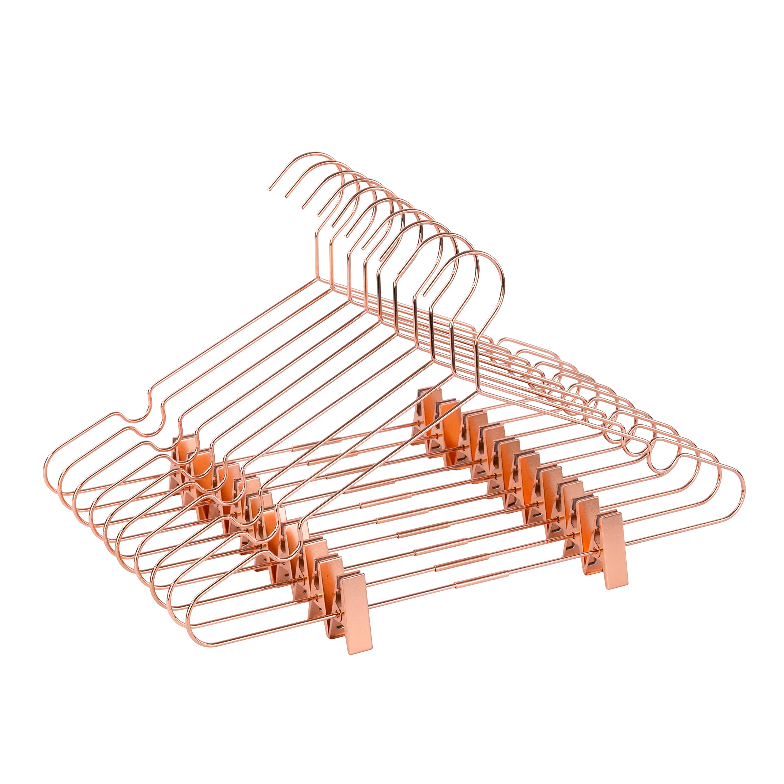 25Pack Koobay 16.5" Metal Hook Wire Rose Gold Copper Hangers with Clips Clothes Stroage Coat Hangers
