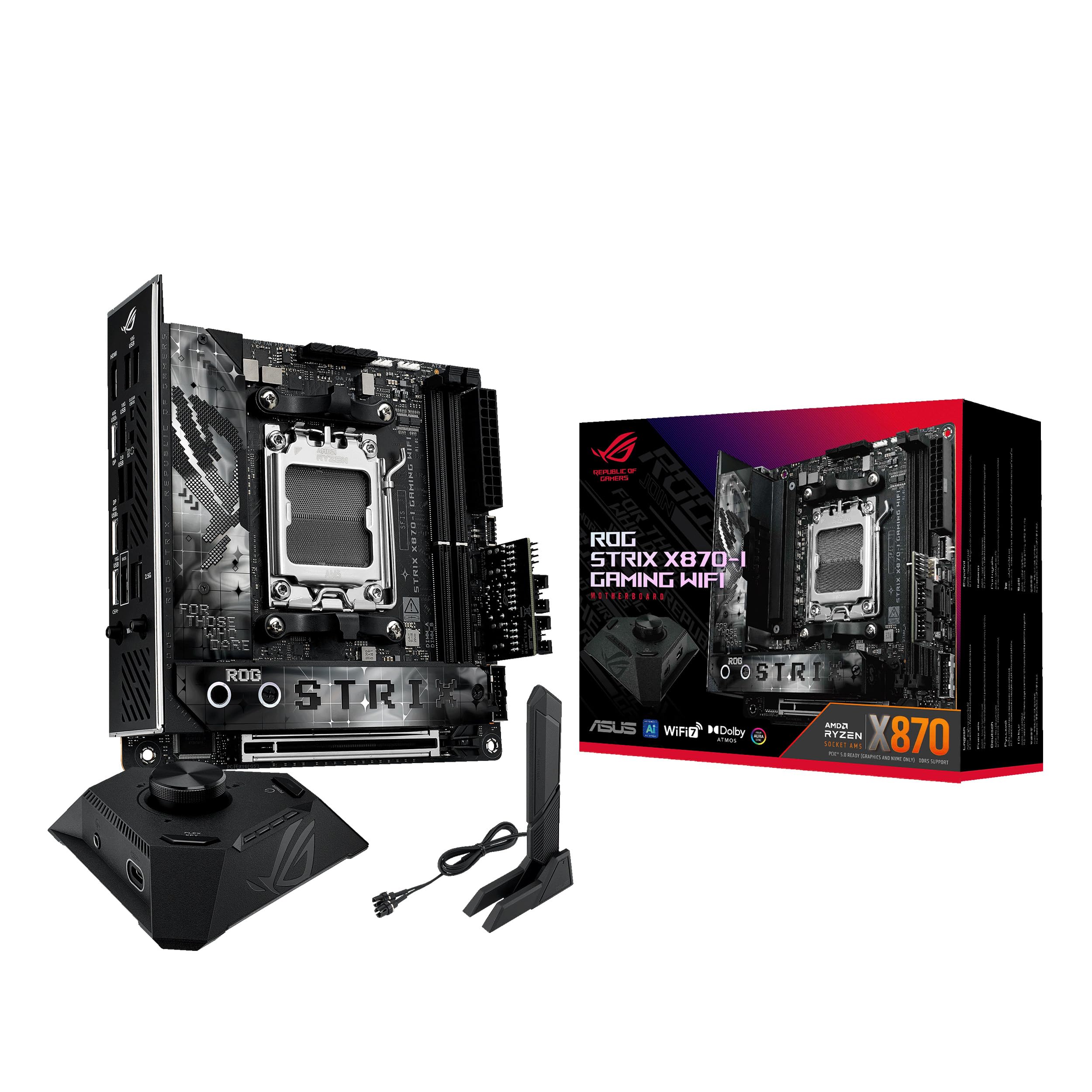 ASUS ROG STRIX X870-I GAMING WIFI AMD AM5 X870 Mini ITX motherboard 10+2+1 power stages, Dynamic OC Switcher, Core Flex, DDR5 AEMP, WiFi7, 2x M.2, PCIe®5.0, Q-Release Slim, USB4, AI OCing & Networking