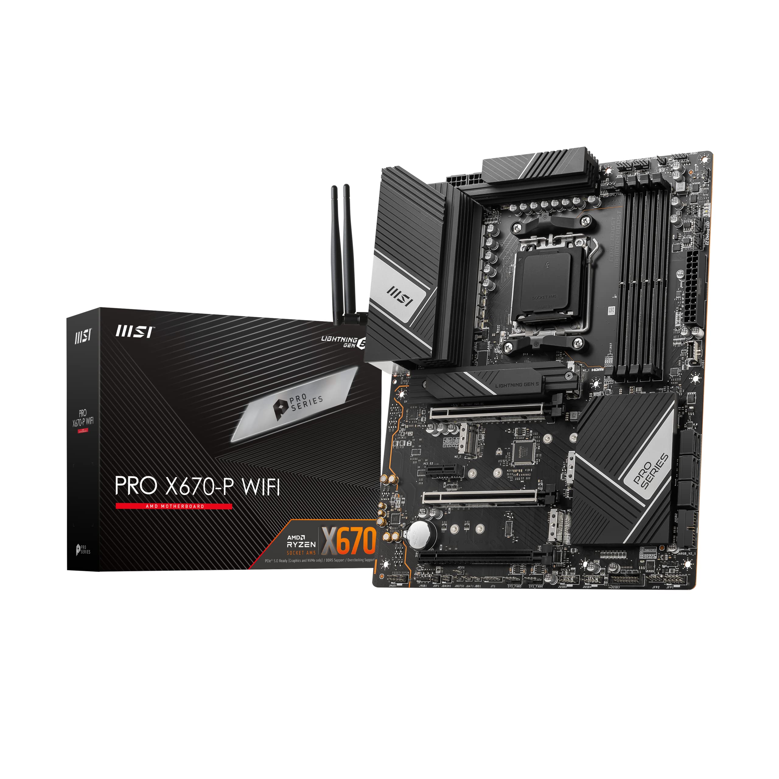 MSI PRO X670-P WiFi ProSeries Motherboard (AMD AM5, DDR5, PCIe 4.0, SATA 6Gb/s, M.2, USB 3.2 Gen 2, Wi-Fi 6E, HDMI/DP, ATX) (Renewed)