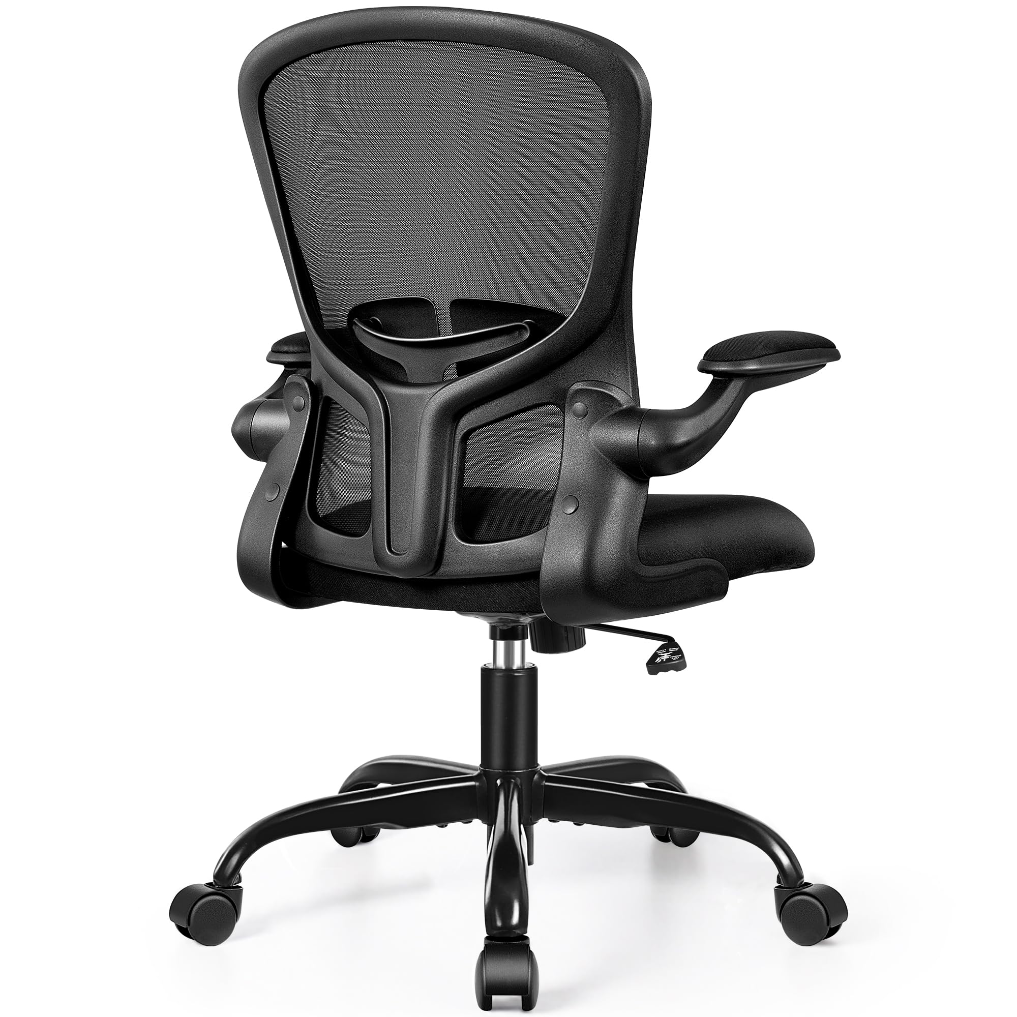 FelixKing Office Desk Chairs, Ergonomic PC Desk Chair with Wheels, Adjustable Lumbar Support and Height, Swivel Computer Chair with Flip-up Armrests, Ergo Mesh Backrest for Working (Black)