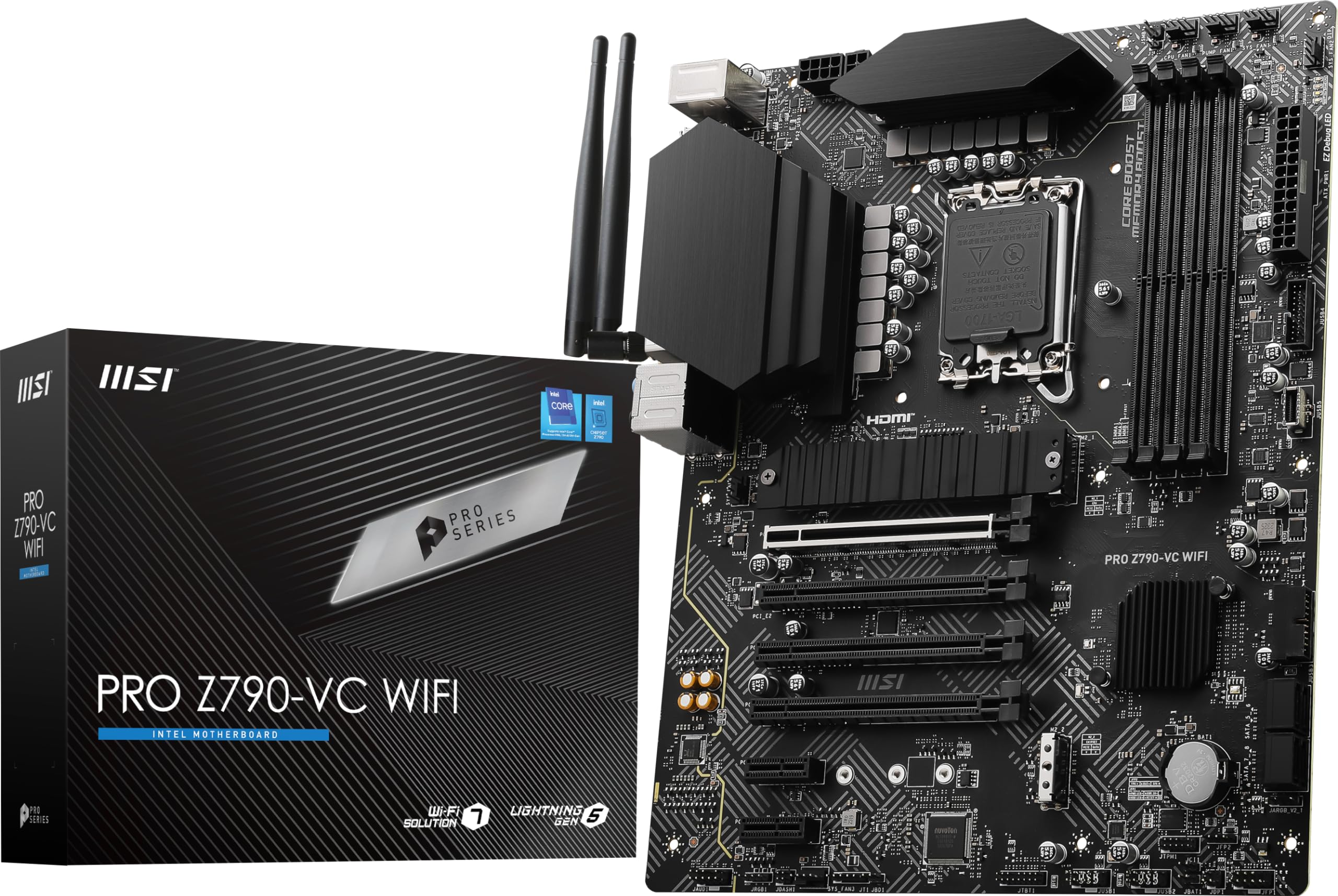MSI PRO Z790-VC WiFi ProSeries Motherboard (Support 14th/13th/12th Gen Intel Processors, LGA 1700, DDR5, PCIe 5.0, M.2 Slots, 2.5Gbps LAN, USB 3.2 Gen2, HDMI/DP, Wi-Fi 7, Bluetooth 5.4, ATX)