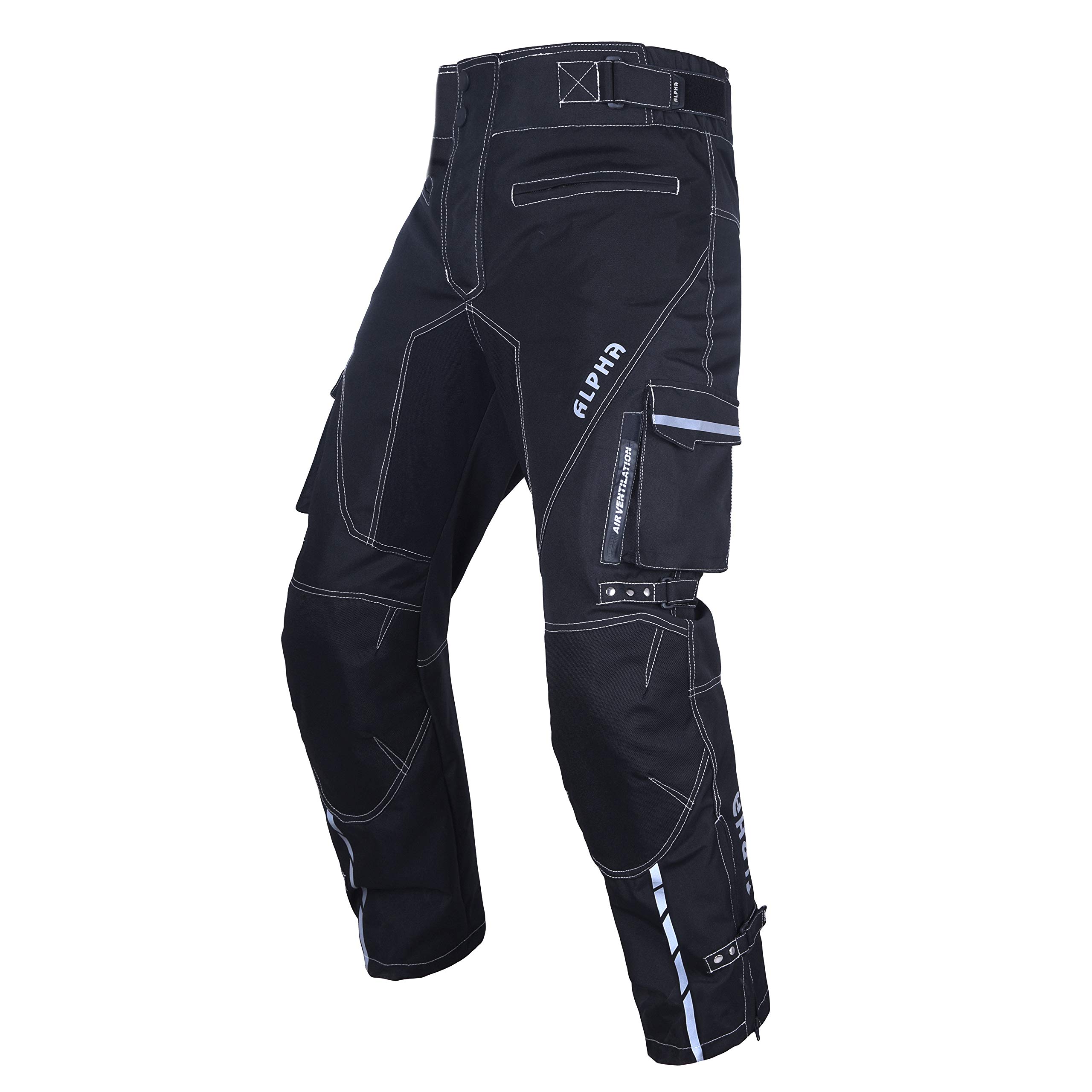 Dirt Bike Motocross Motorcycle pants for men hi Vis armor riding racing dual sports overpants atv mx bmx (BLACK, WAIST 38"-40" INSEAM 30")